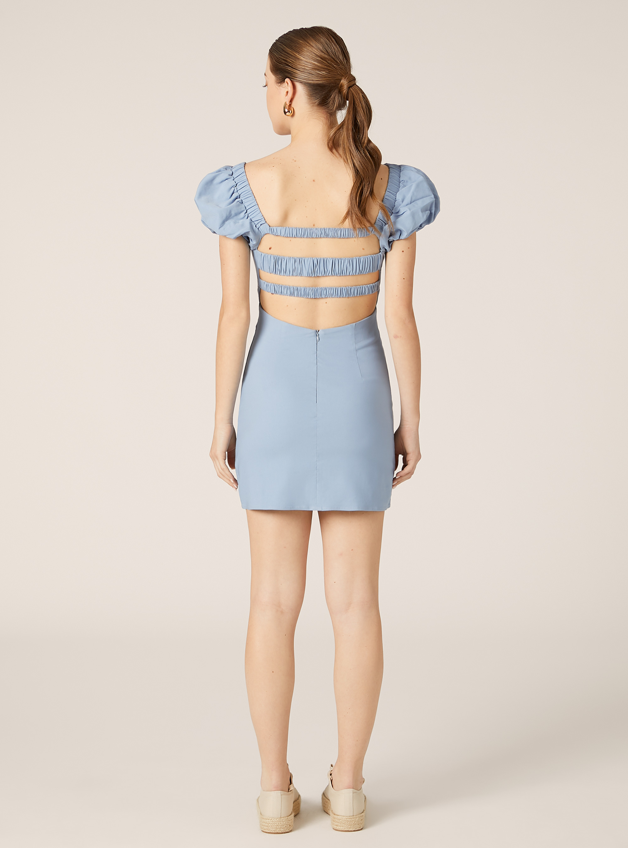 Fitted dress with open back, AZ1 AZURE DARK