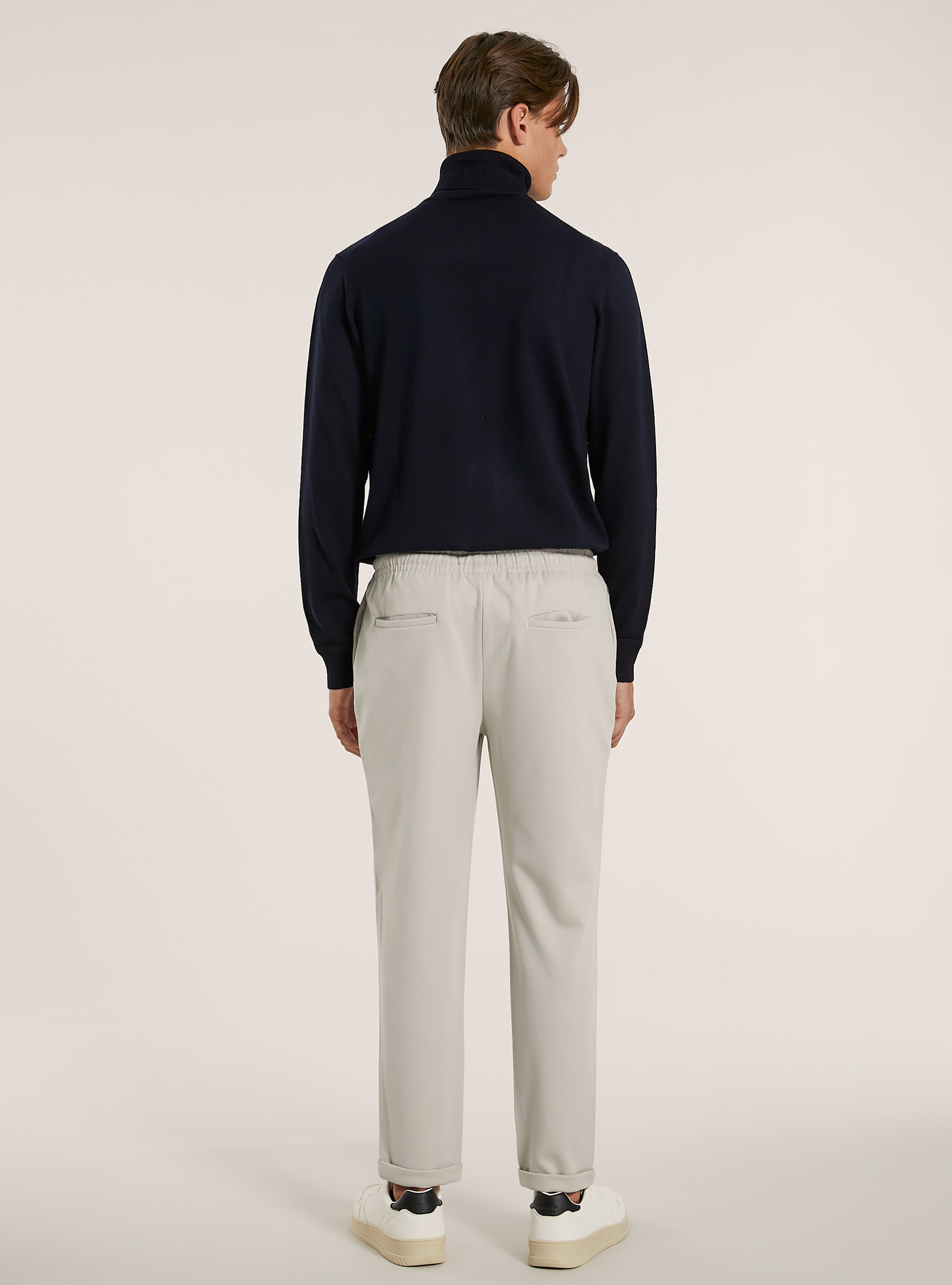 Trousers with honeycomb texture, BG2 BEIGE MEDIUM