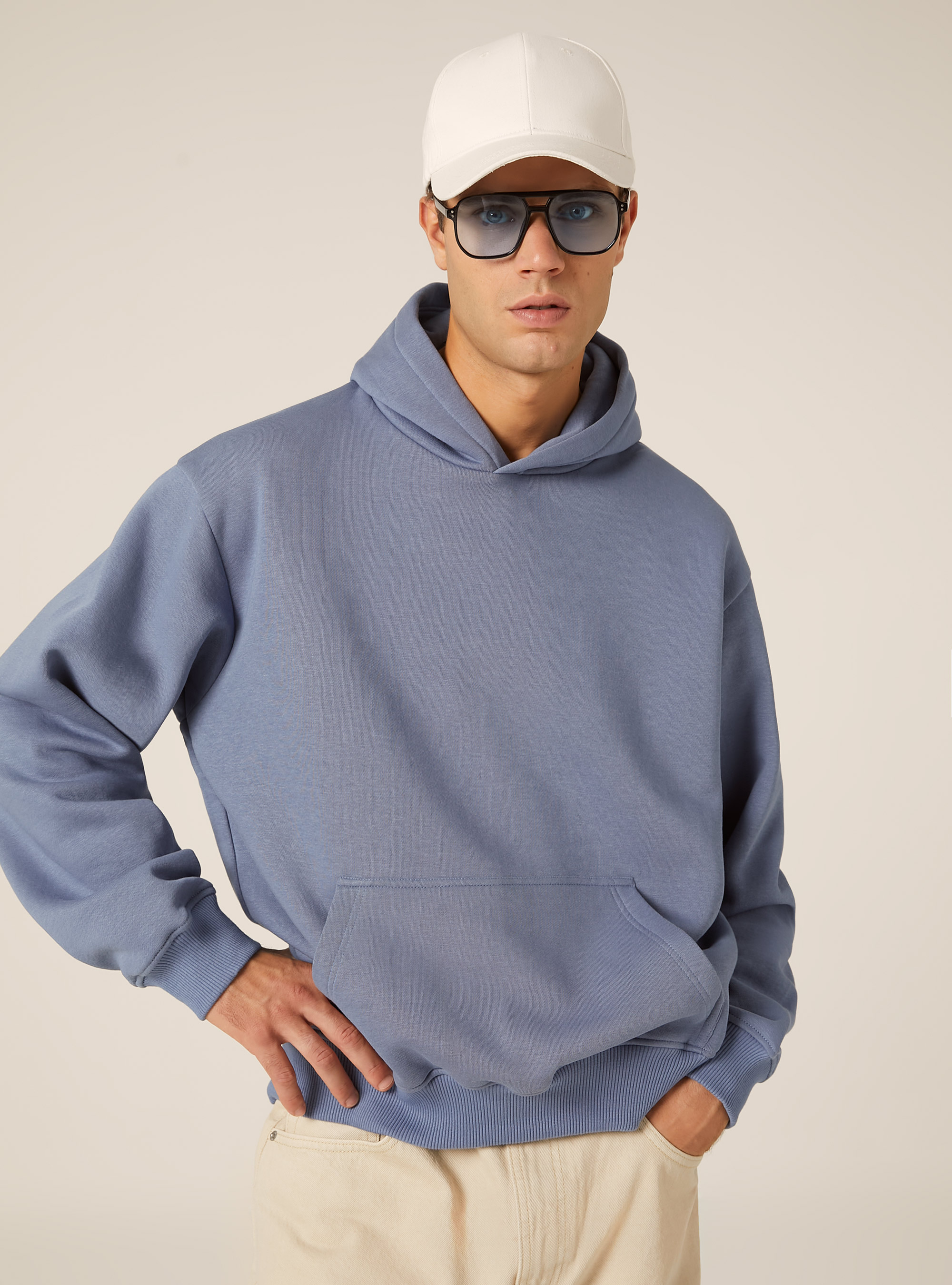 Boxy fit hoodie, IN2 INDIGO MEDIUM