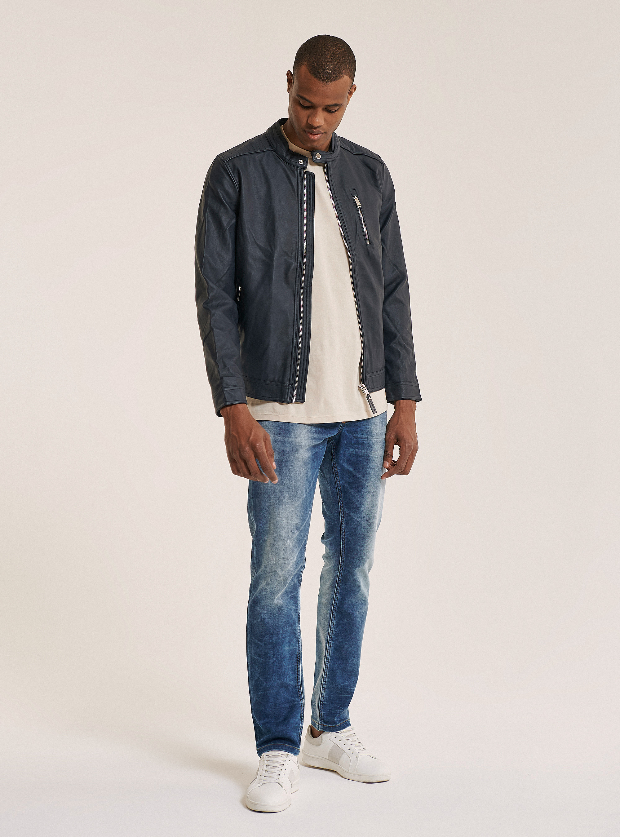 Leather effect jacket with zip