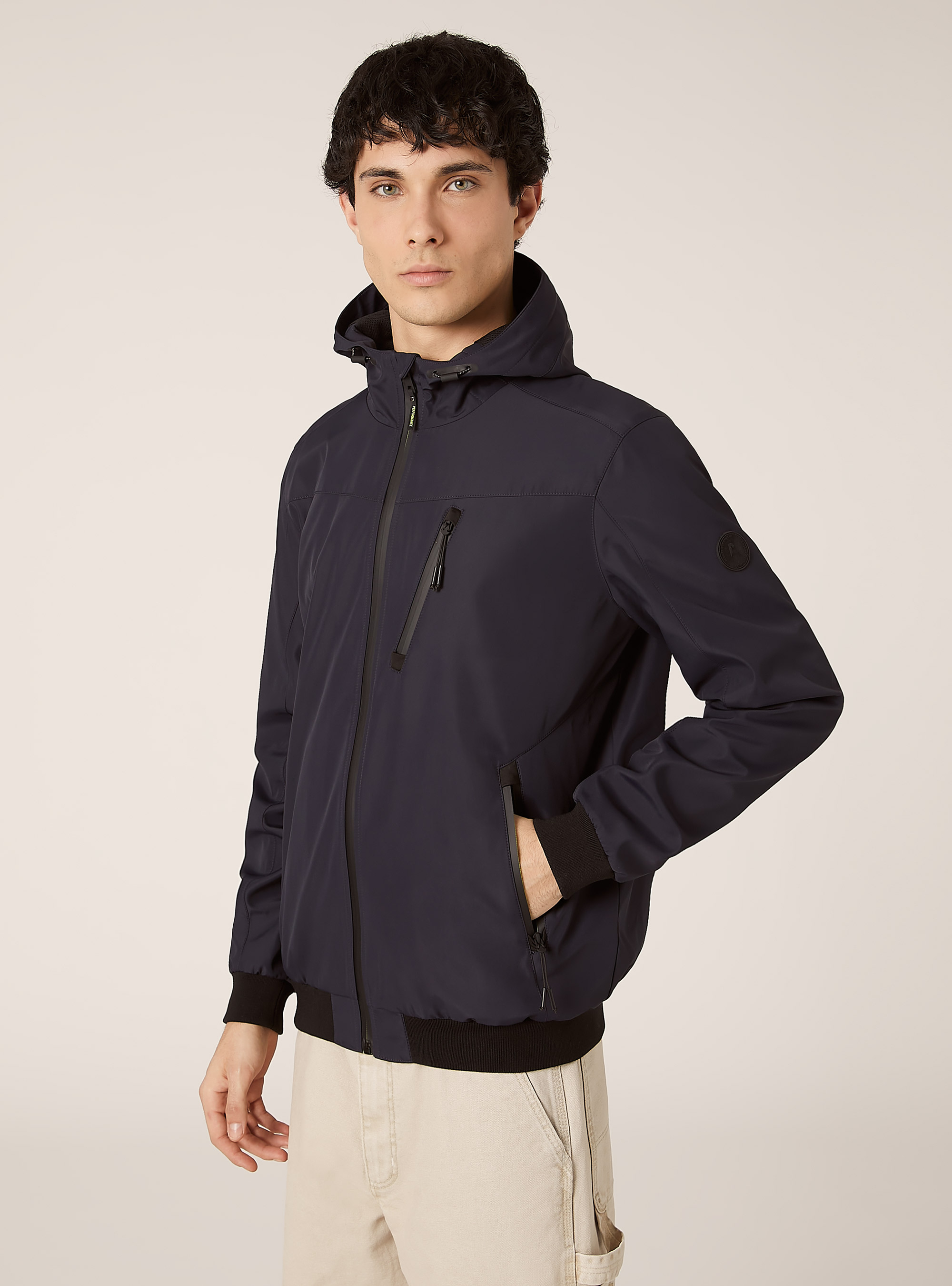 Blouson bombardier &agrave; capuche coupe-vent, NA1 NAVY DARK