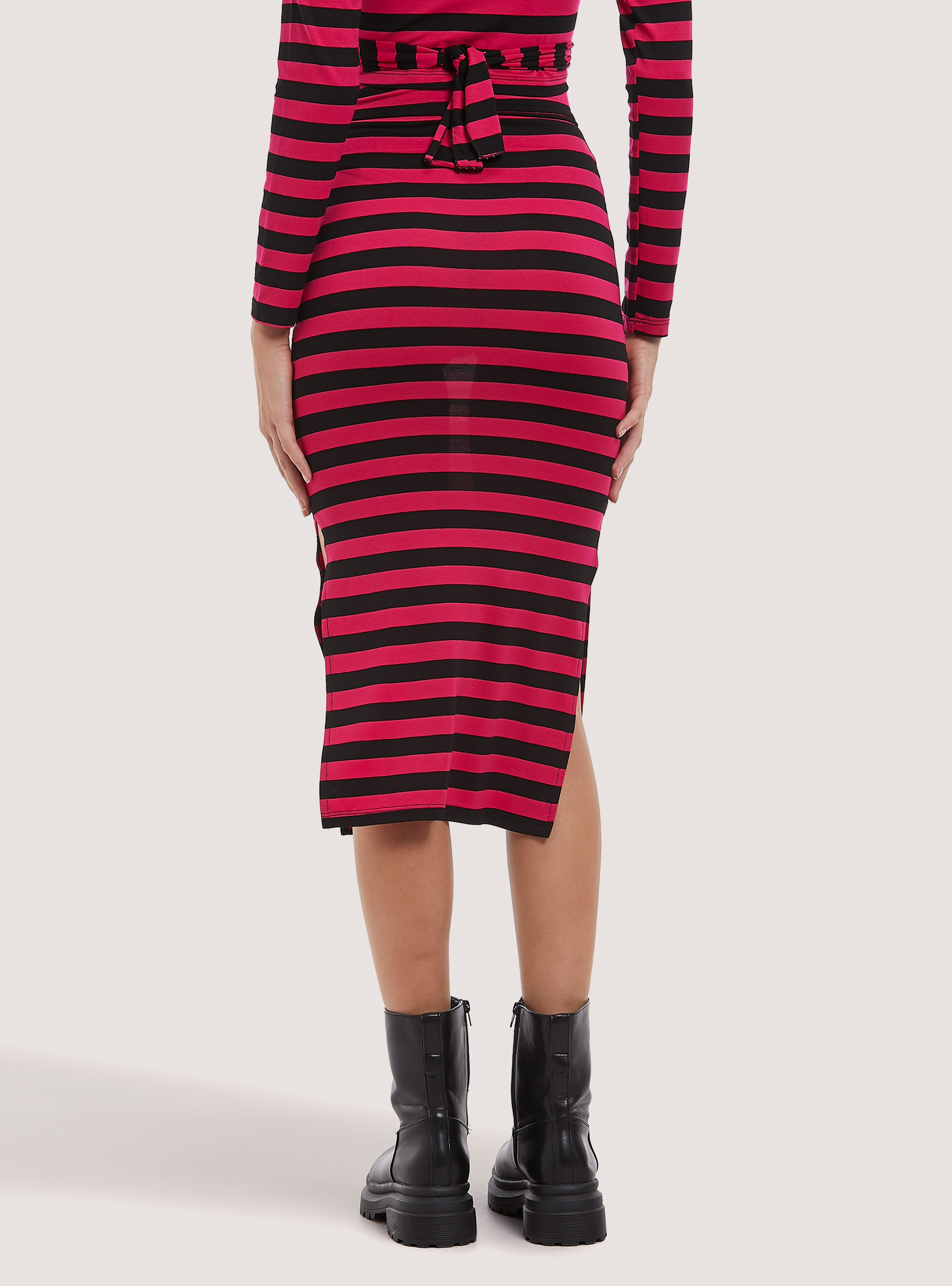 Falda midi de rayas, FX2 FUXIA MEDIUM