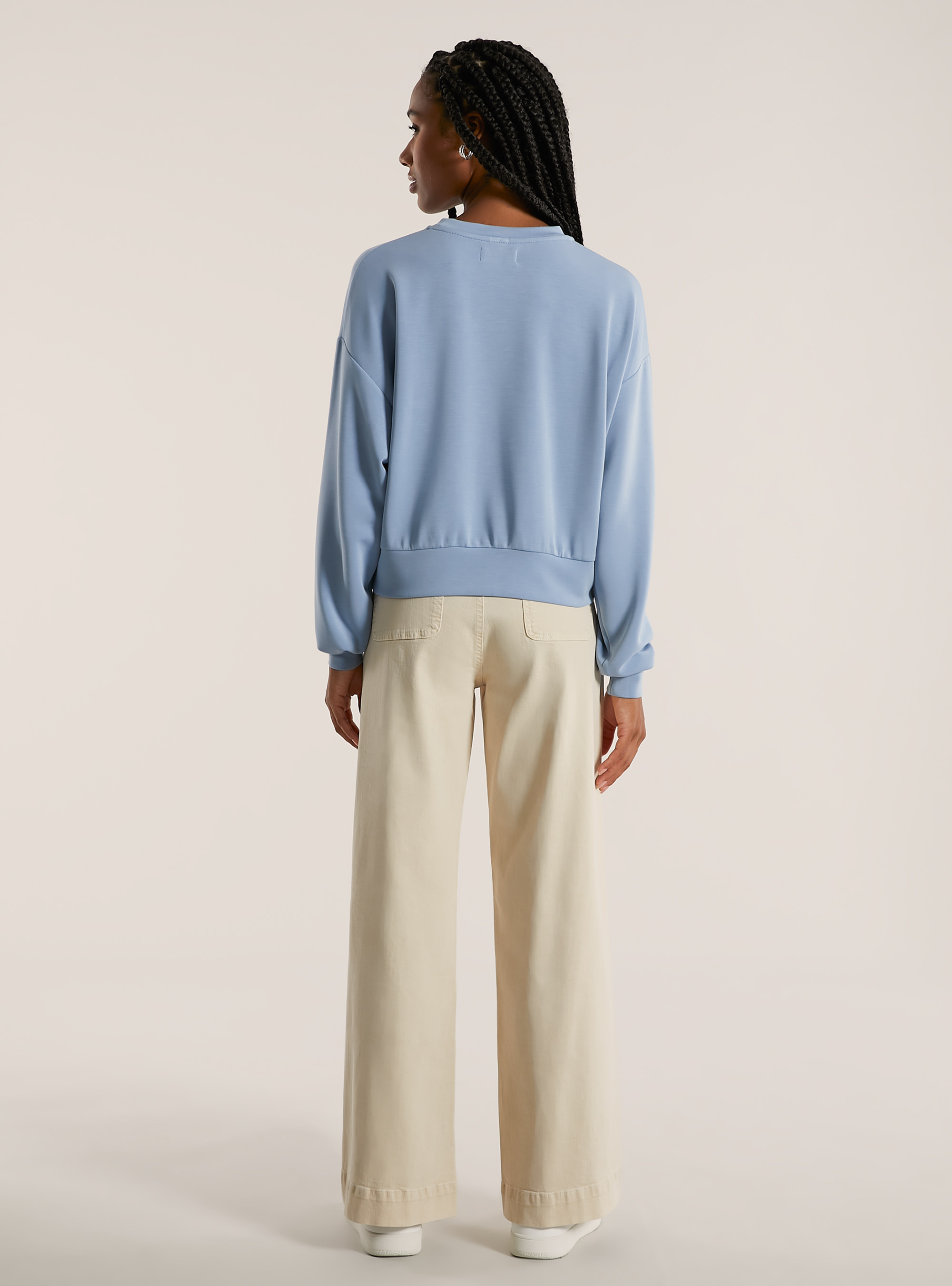 Cropped sweatshirt in soft scuba, AZ2 AZURE MEDIUM