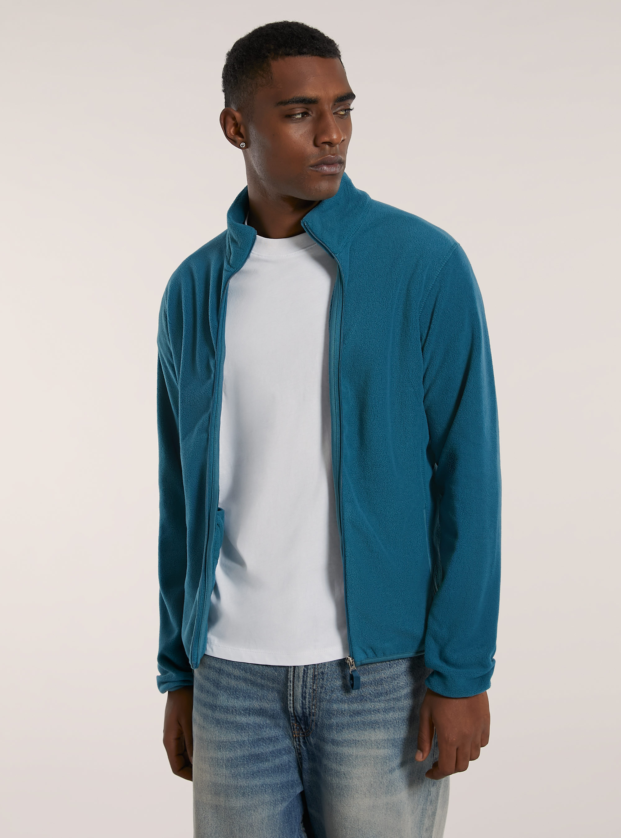 Cardigan polar fleece, OB2 BLUE OIL MED.