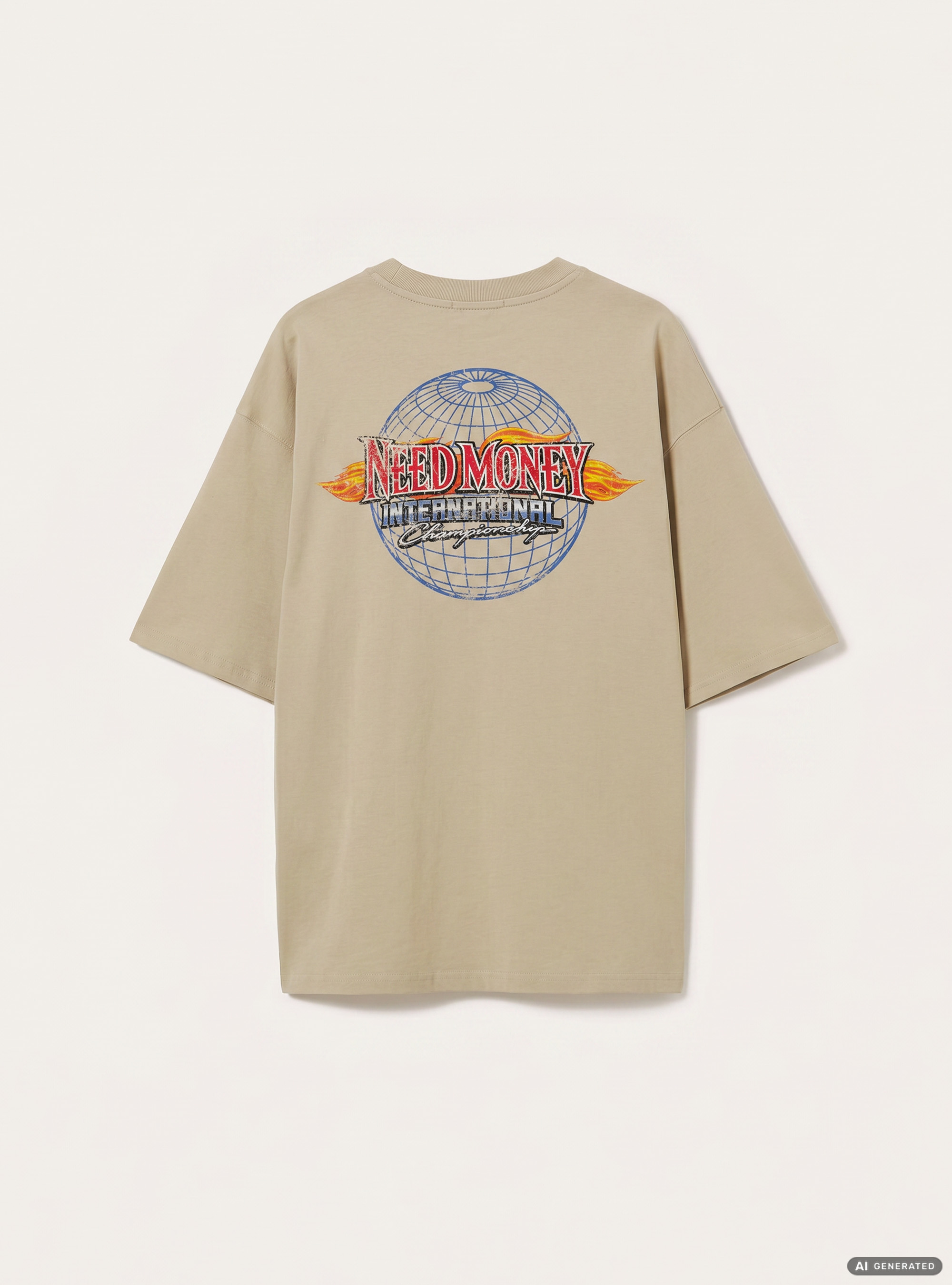 T-shirt  stampa need money los angeles, CR3 CREAM LIGHT