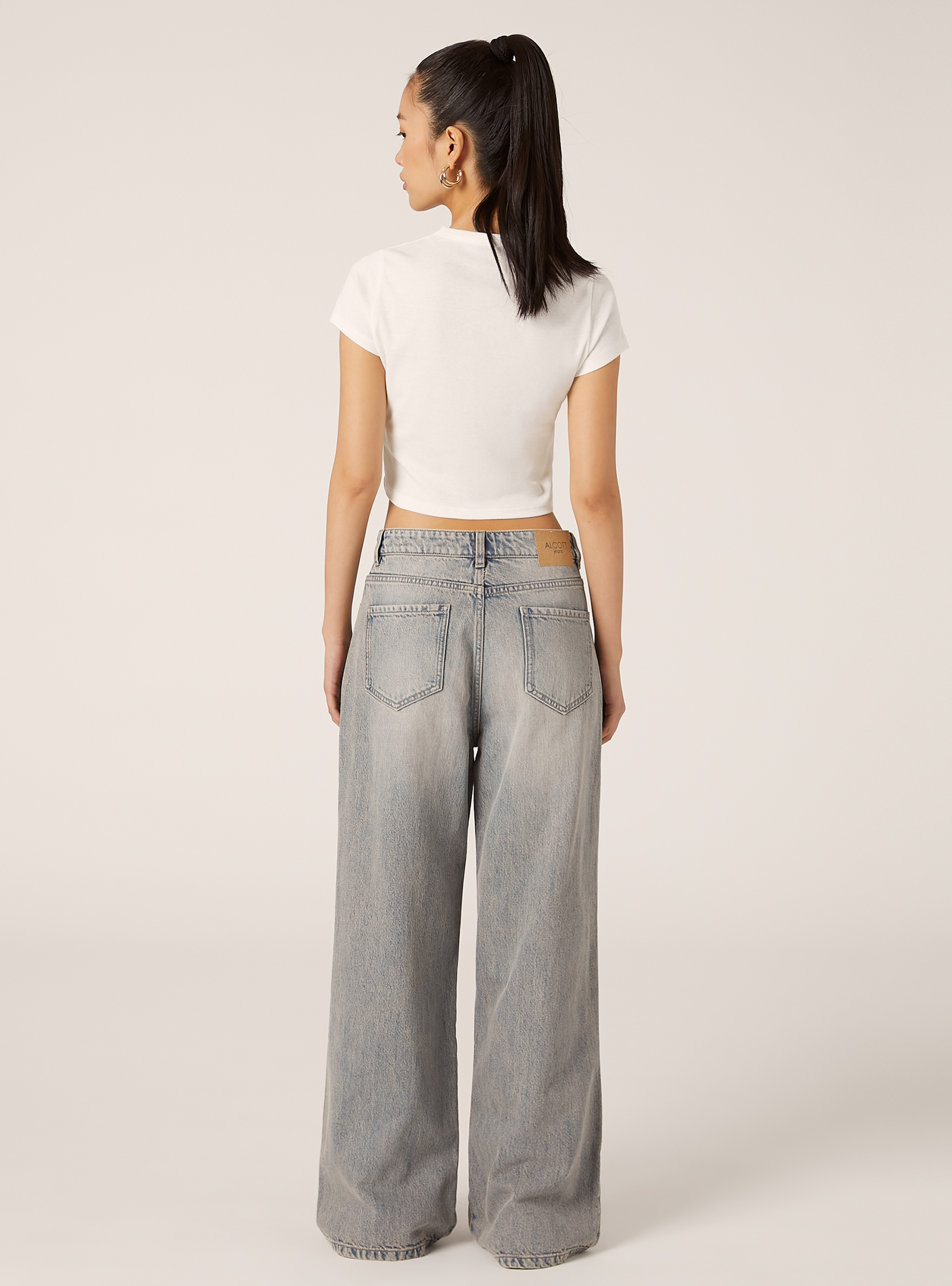 T-shirt court avec imprim&eacute; coll&egrave;ge, WH2 WHITE