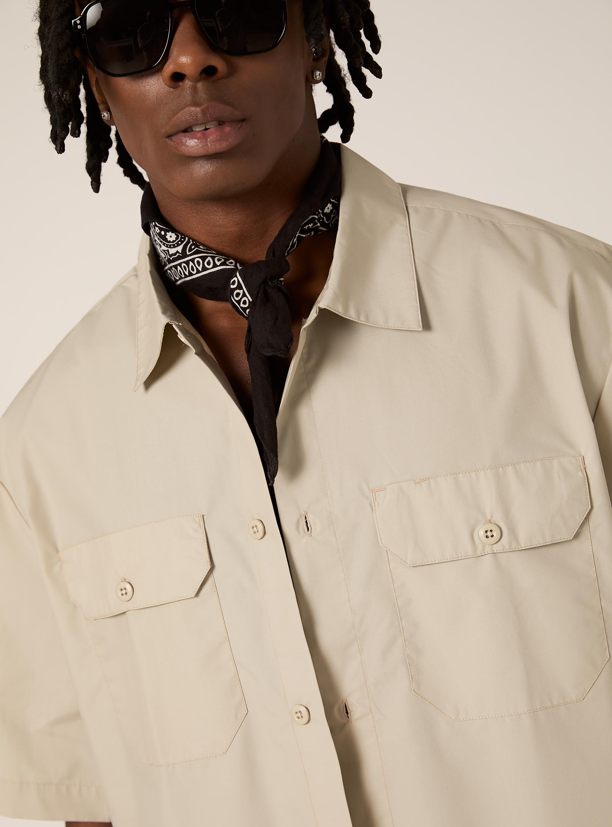 Camisa de popelina boxy fit, BG2 BEIGE MEDIUM