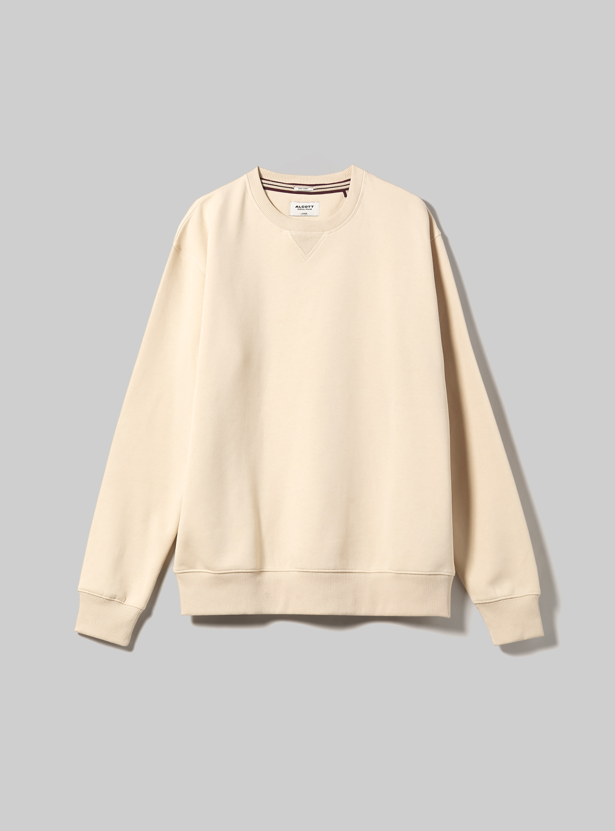Plain-coloured crew-neck sweatshirt, SA2 SAND MEDIUM