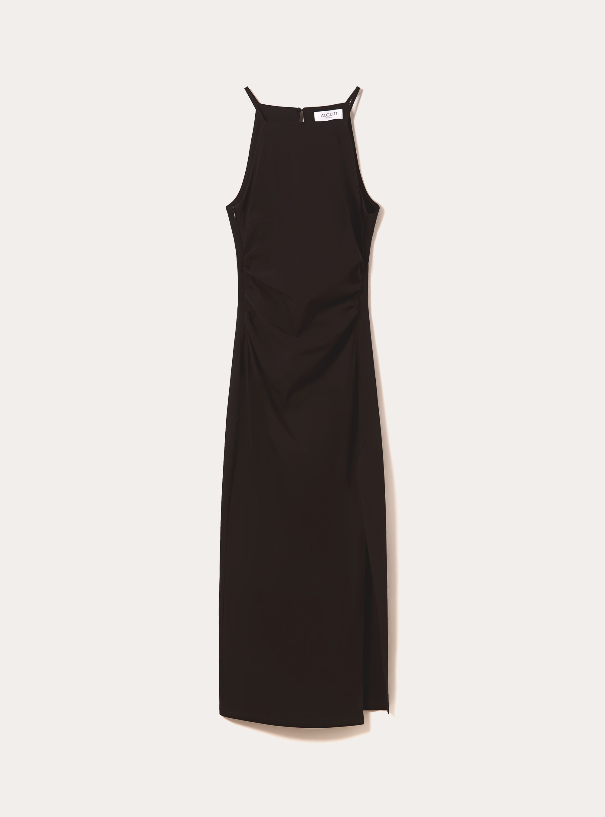 Vestito midi con collo halter, BK1 BLACK