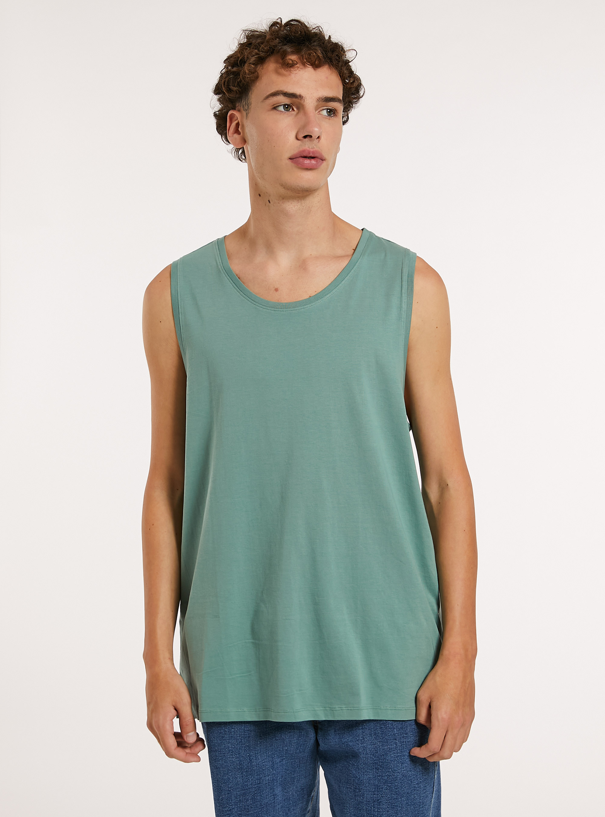Solid-coloured comfort fit tank top, KY3 KAKY LIGHT