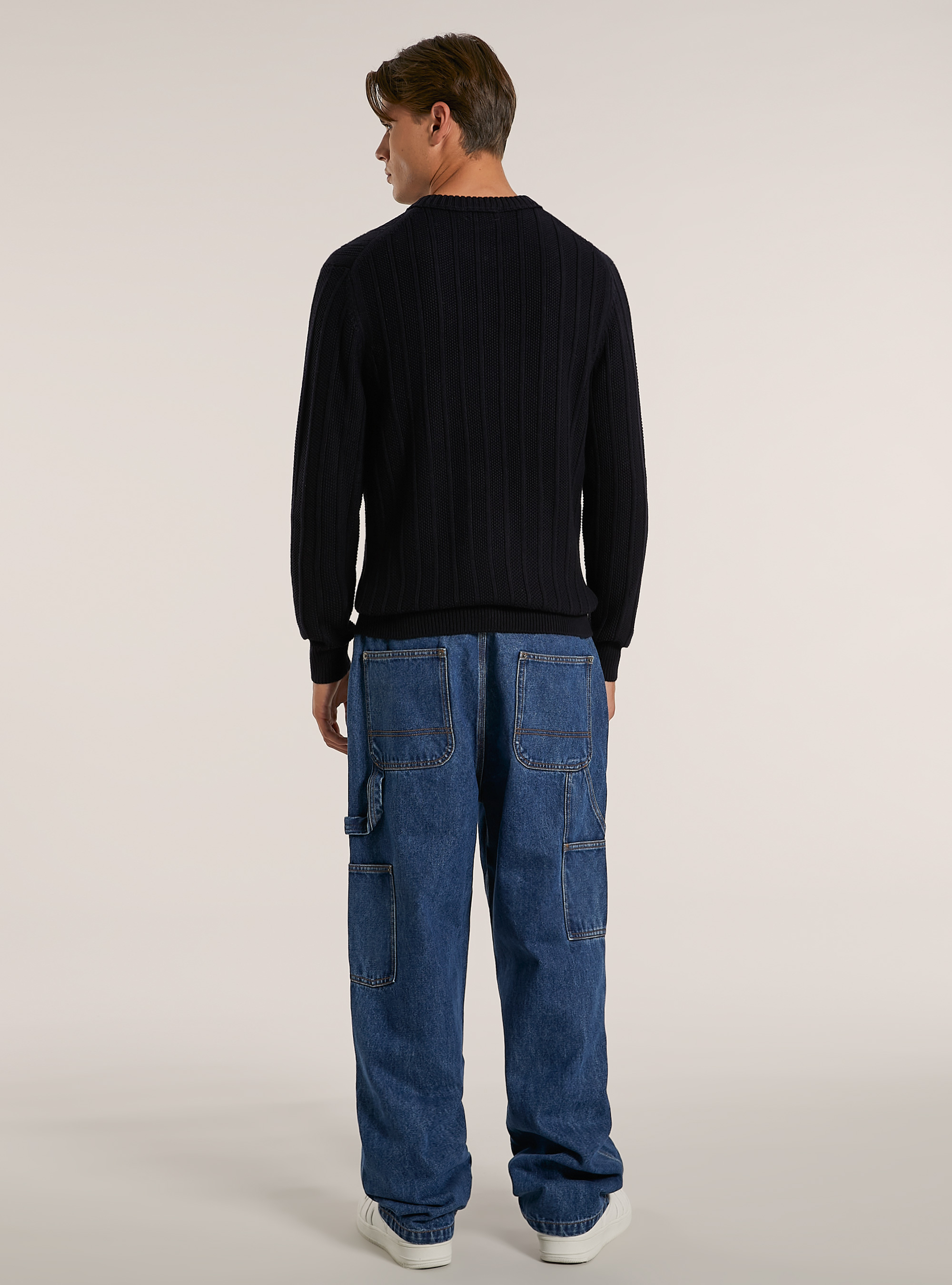 Pull-over texturé coupe classique, NA1 NAVY DARK