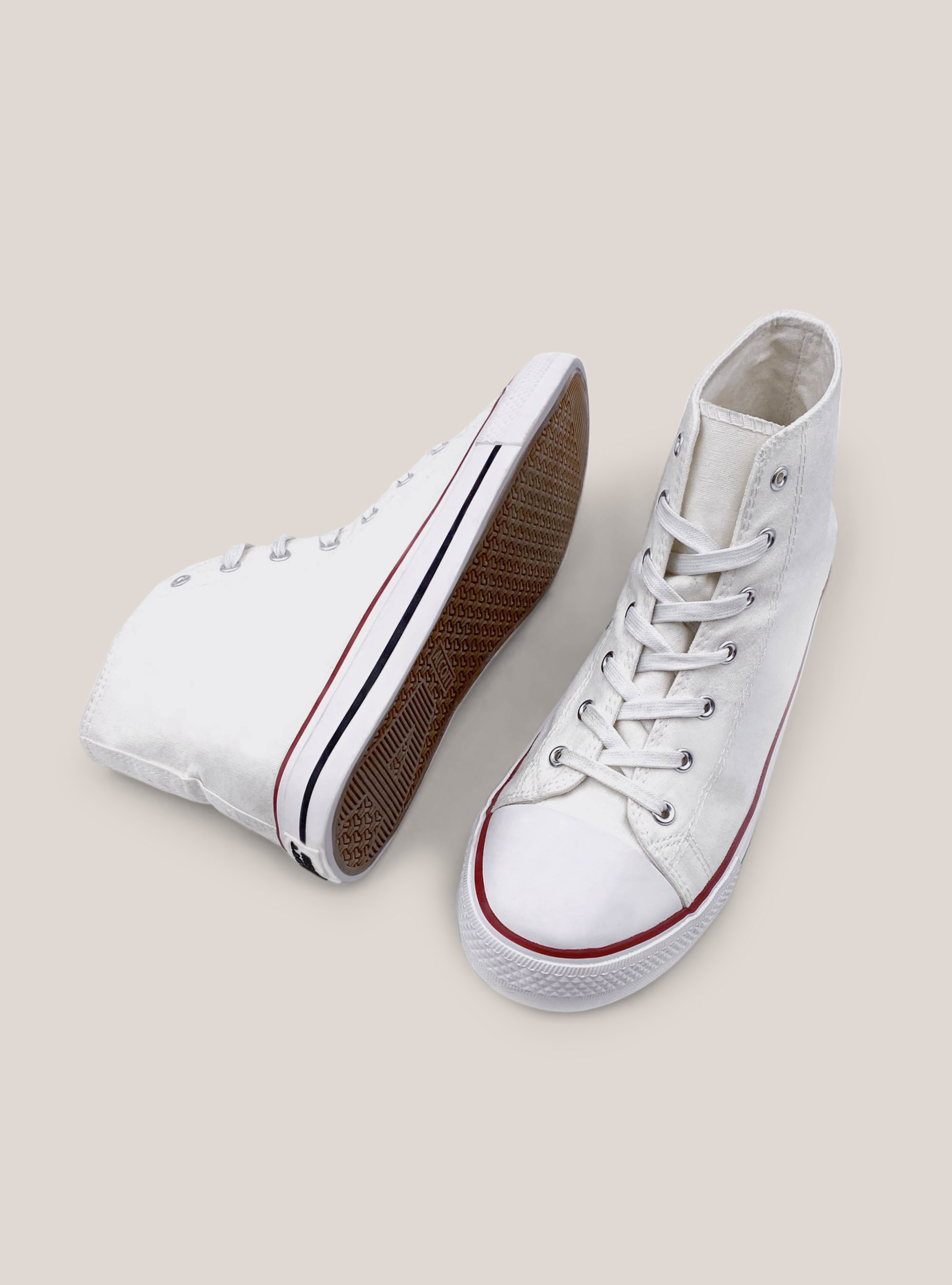 Stivaletto in tessuto alto con logo laterale, BIANCO