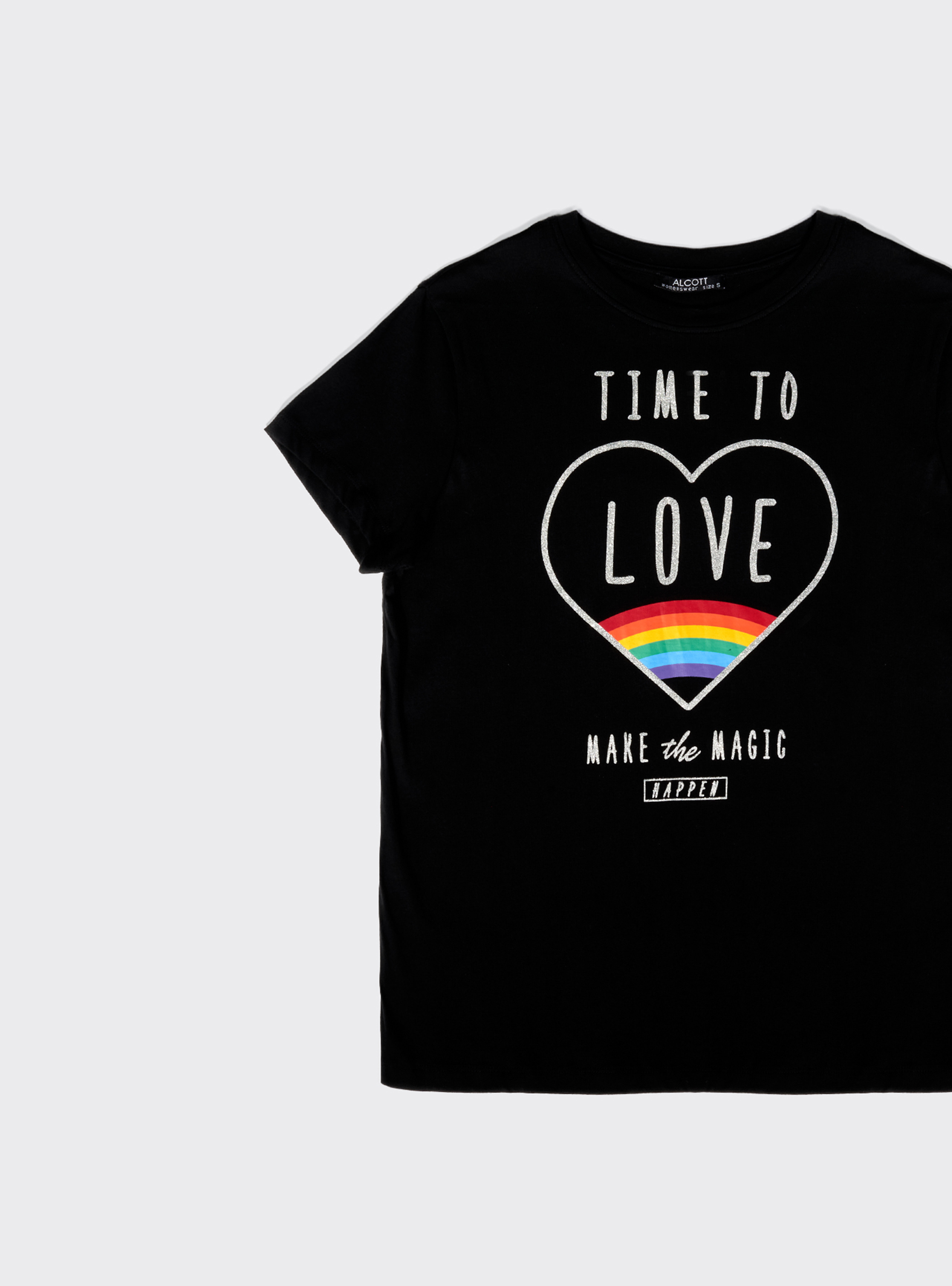 T-Shirt mit Rundhalsausschnitt und Aufdruck, C101 BLACK