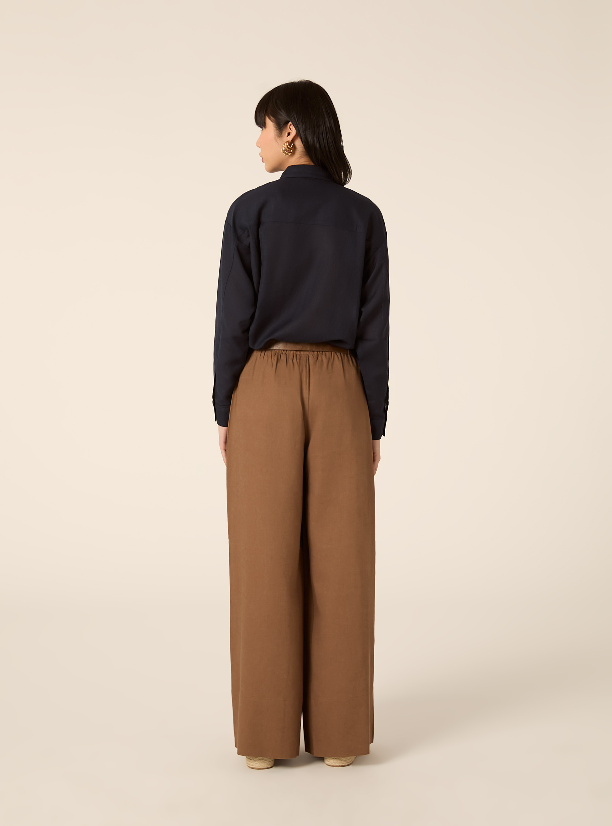 Camicia in misto lino tinta unita, NA1 NAVY DARK