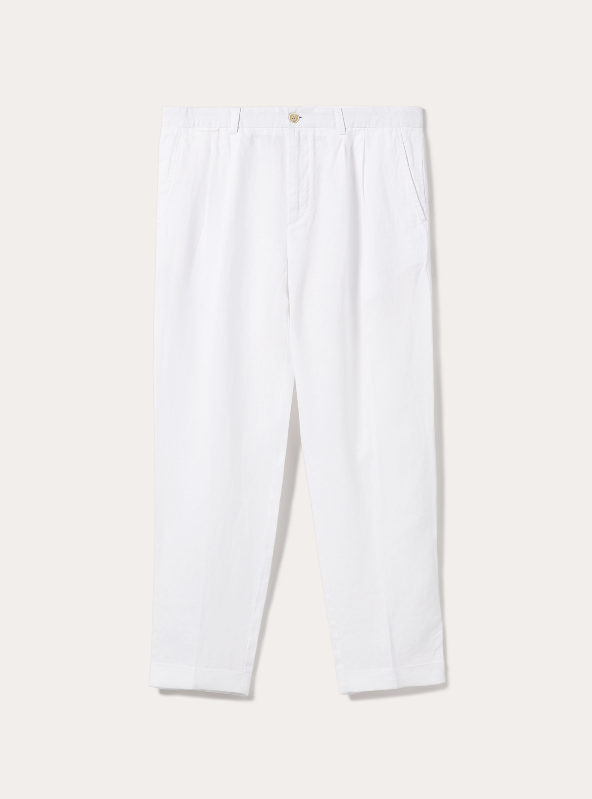 Pure linen trousers with pleats, WH2 WHITE
