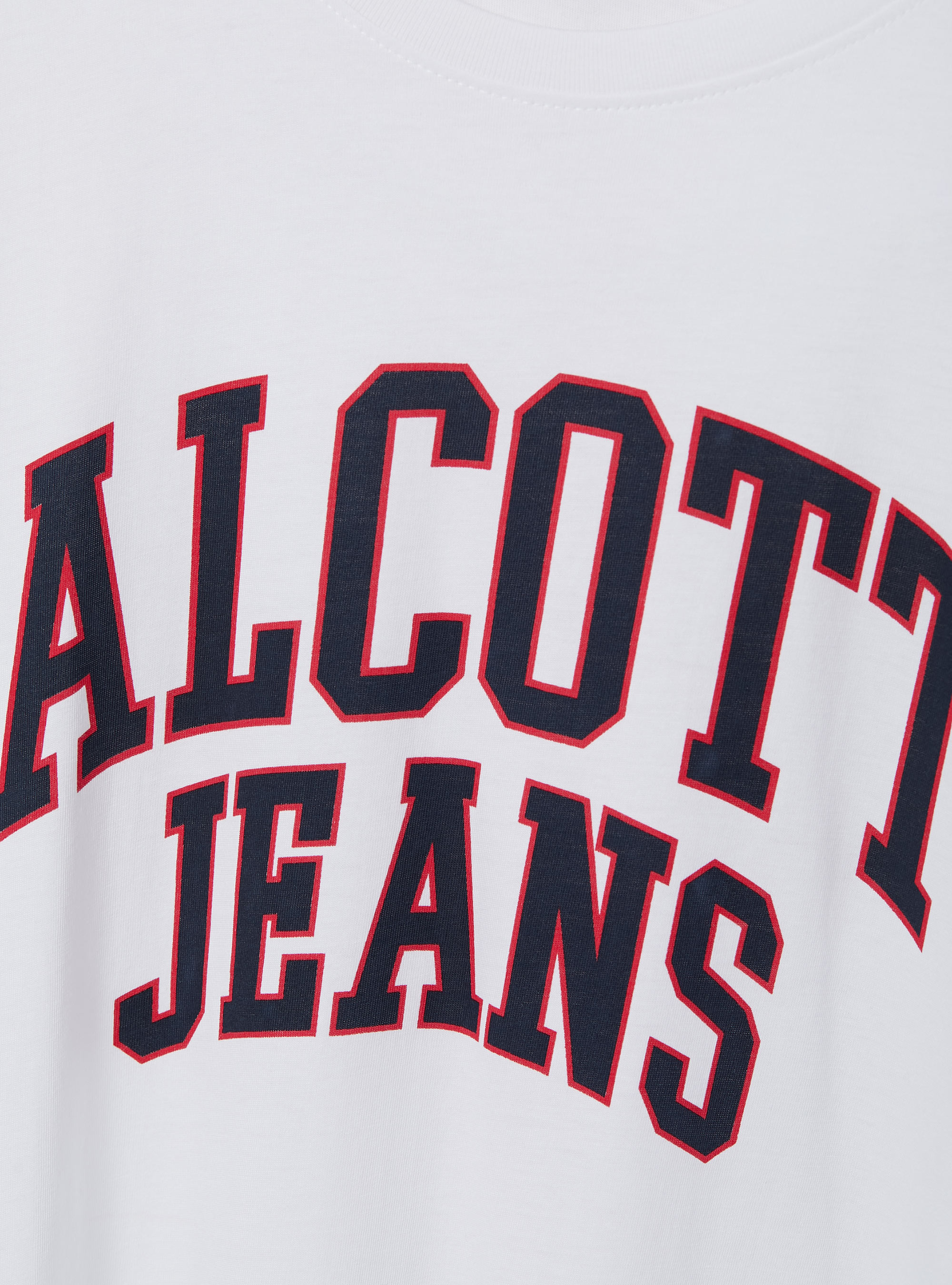 Cotton T-shirt with print, WHITE