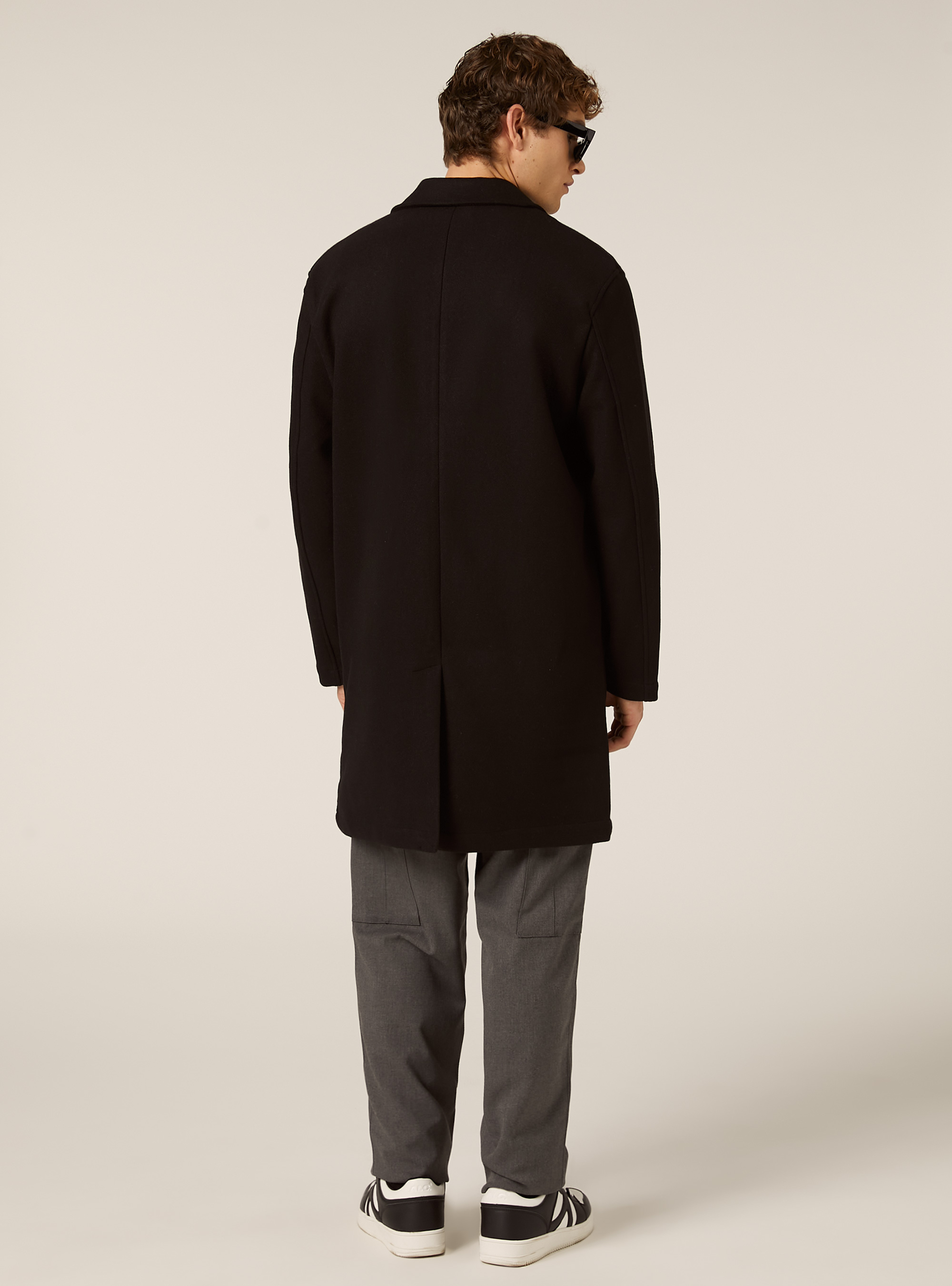 Unlined single-breasted coat, BK1 BLACK