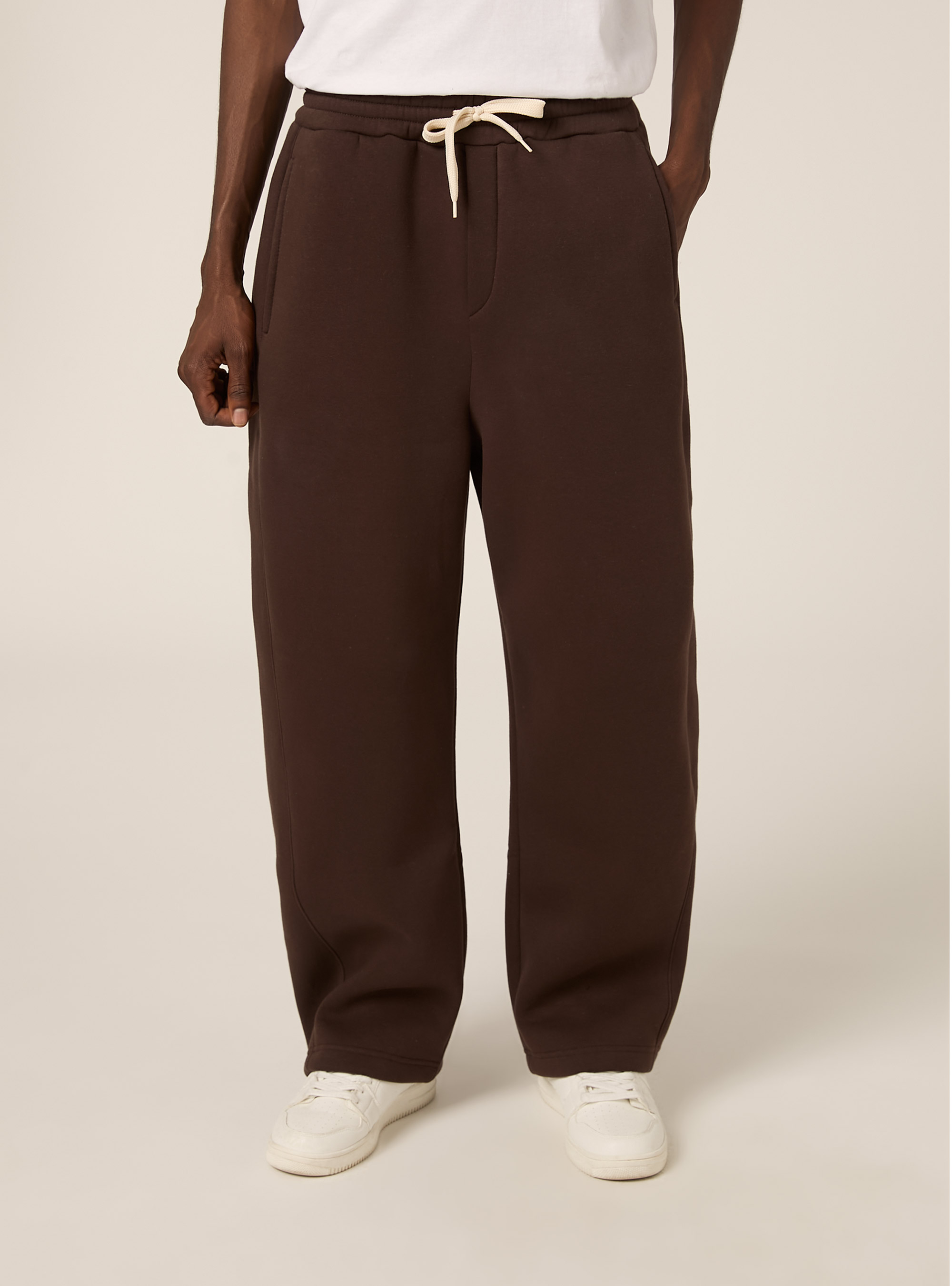 Barrel fit fleece trousers, BR1 BROWN DARK