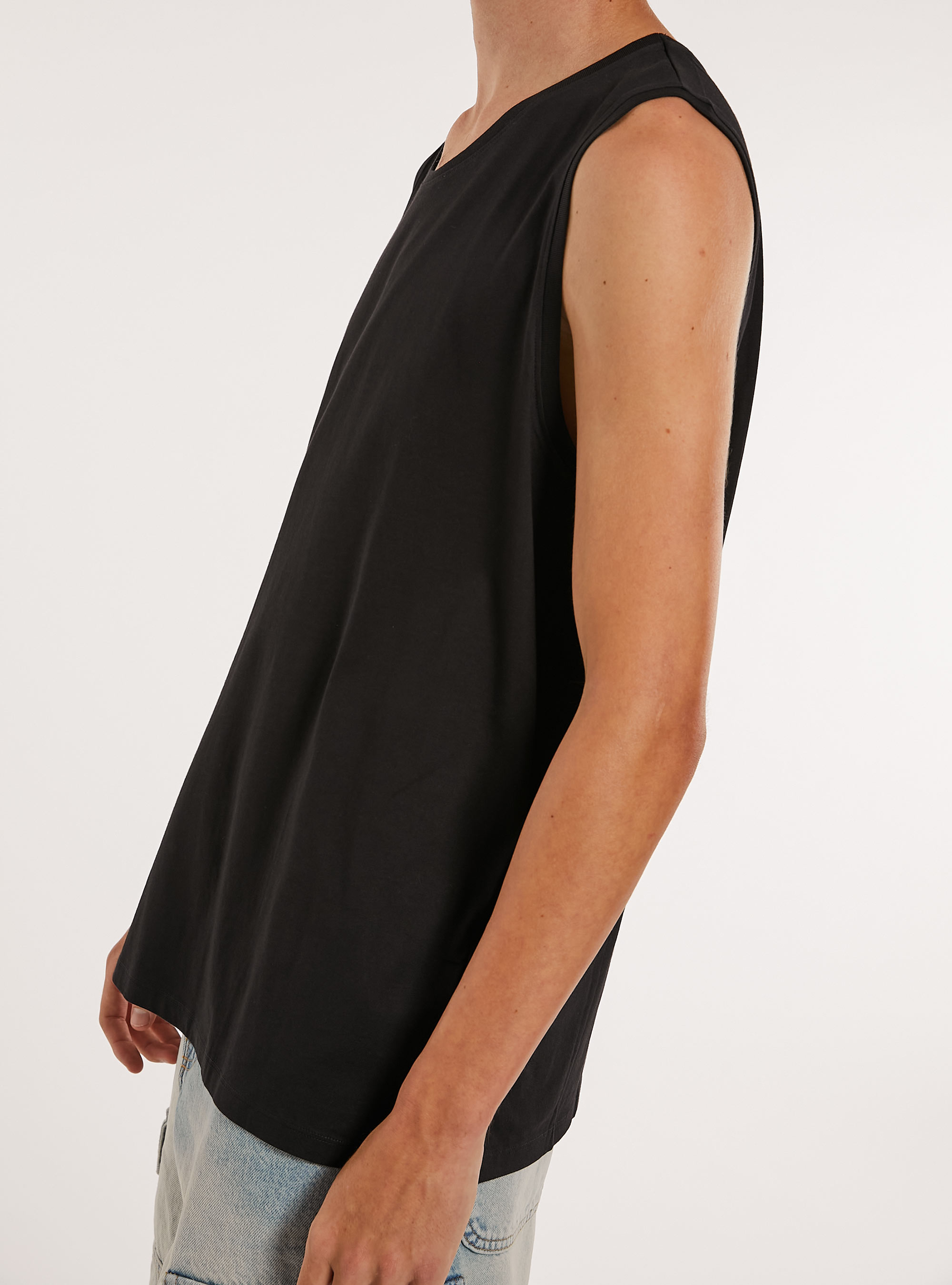 Solid-coloured comfort fit tank top, BK1 BLACK