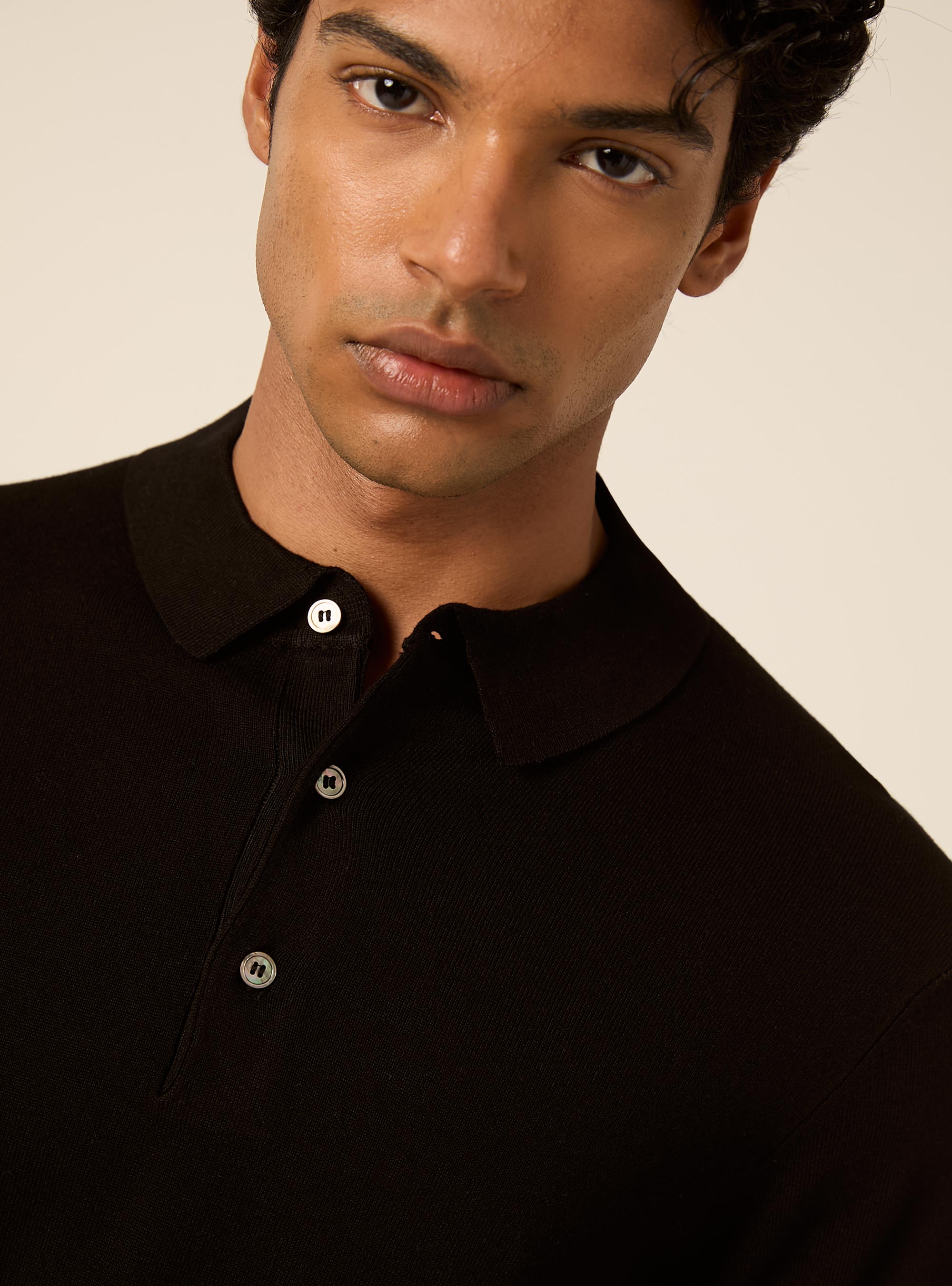Polo in maglia  in viscosa, BK1 BLACK