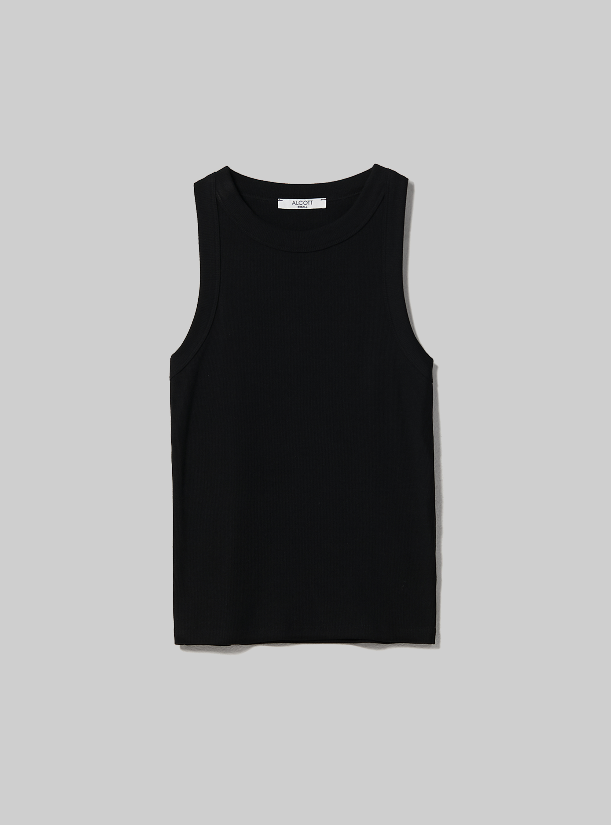 Ribbed cotton tank top, BK1 BLACK