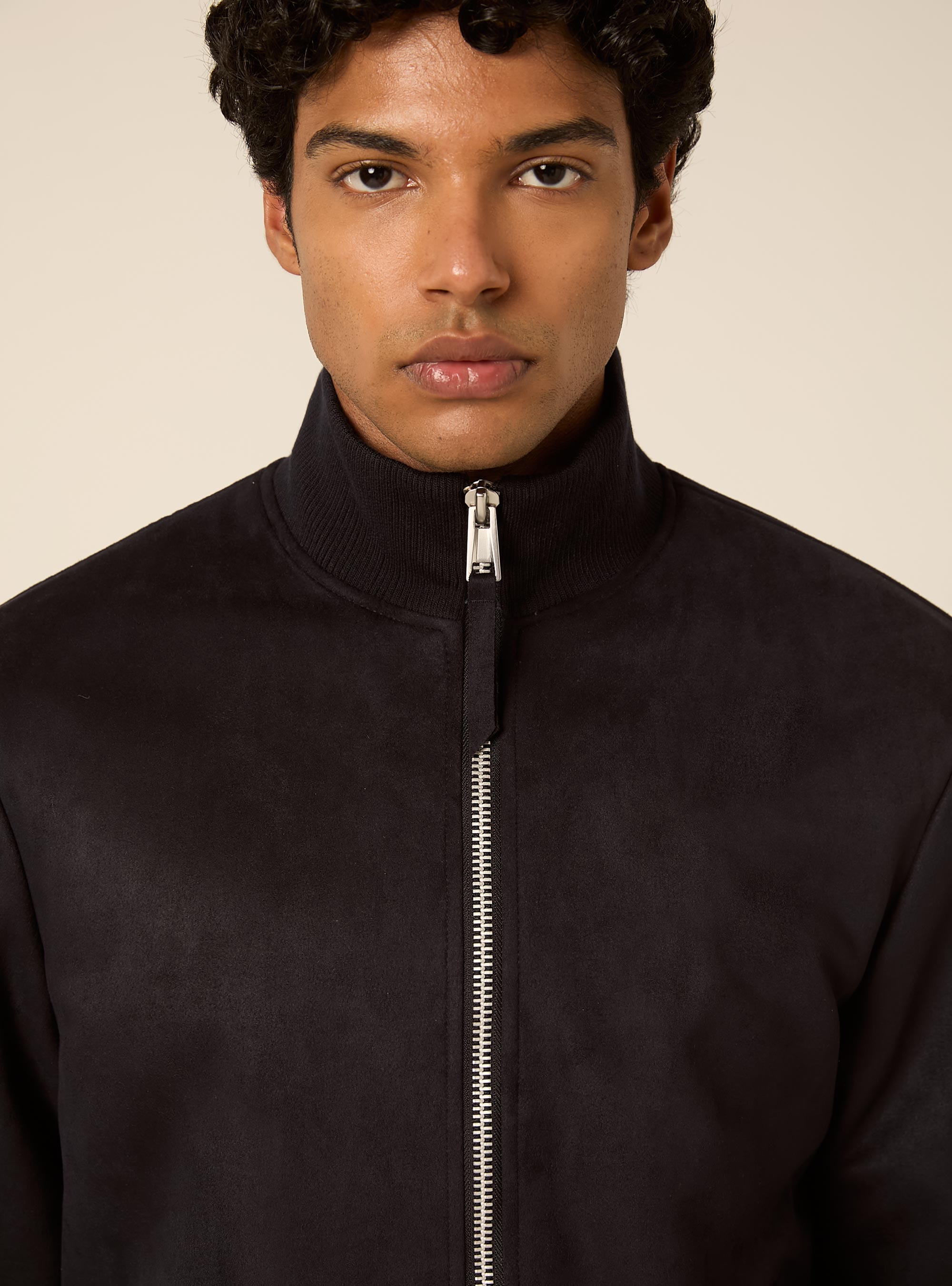 Giubbotto bomber effetto suede, NA1 NAVY DARK