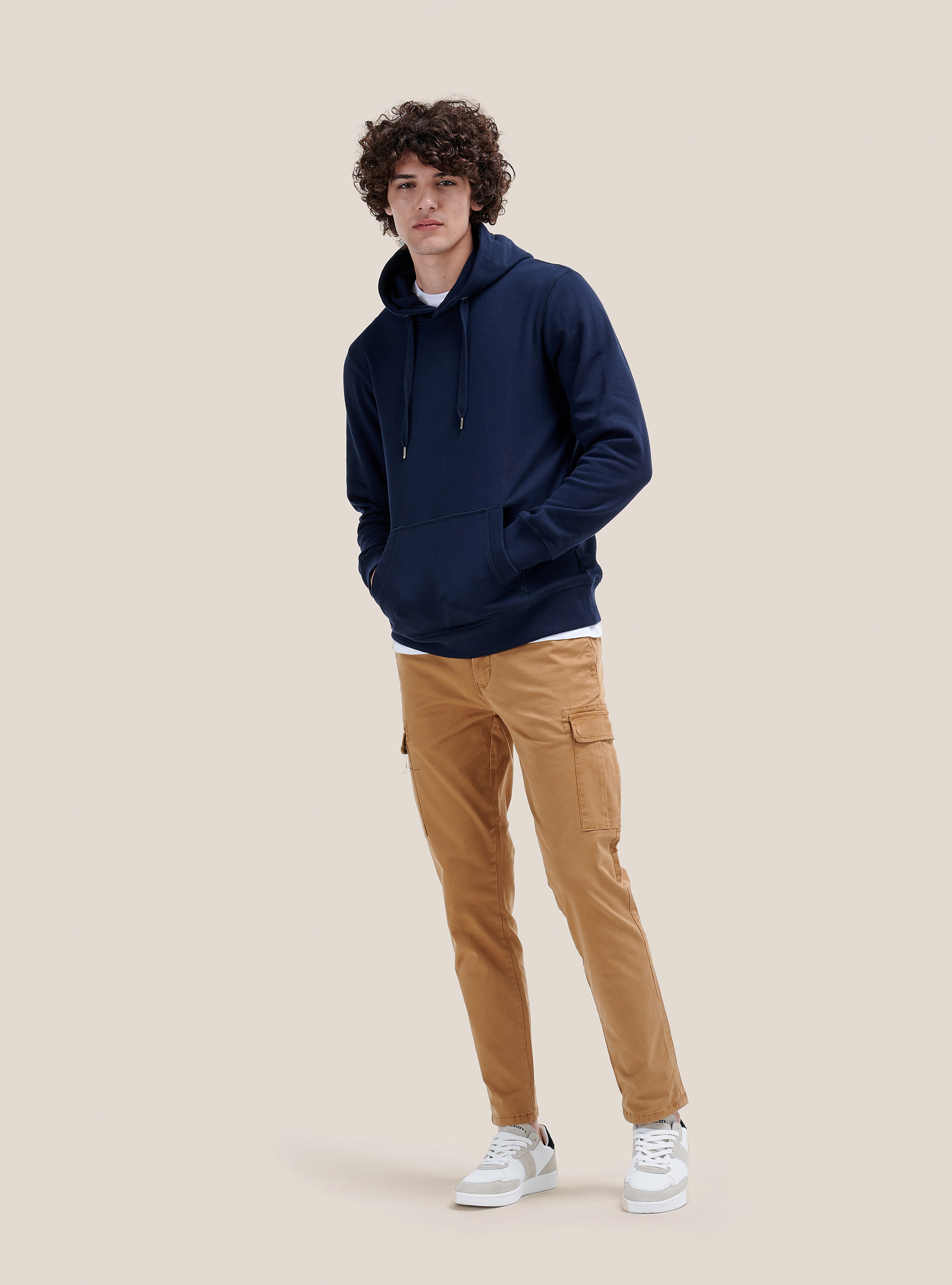 Felpa basic con cappuccio, BLU