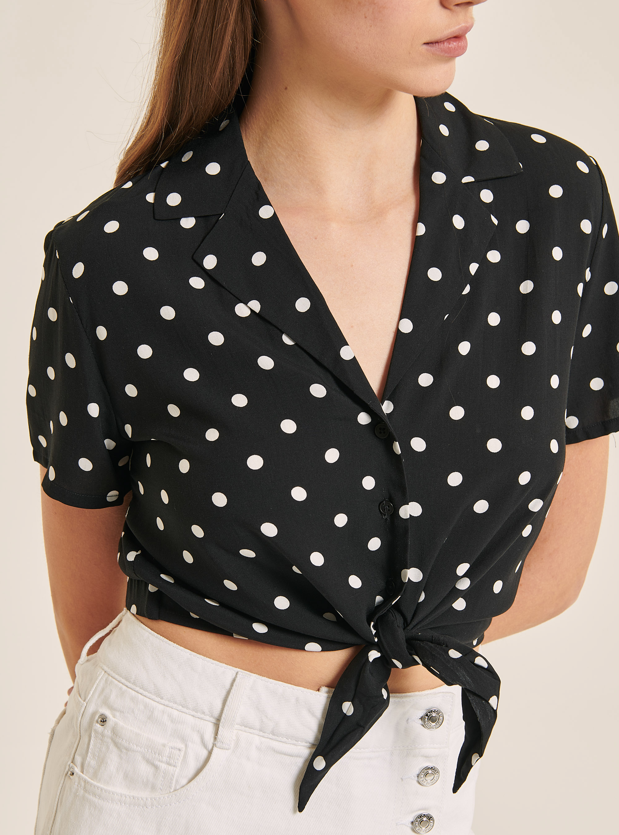 Cropped shirt with knot - Woman