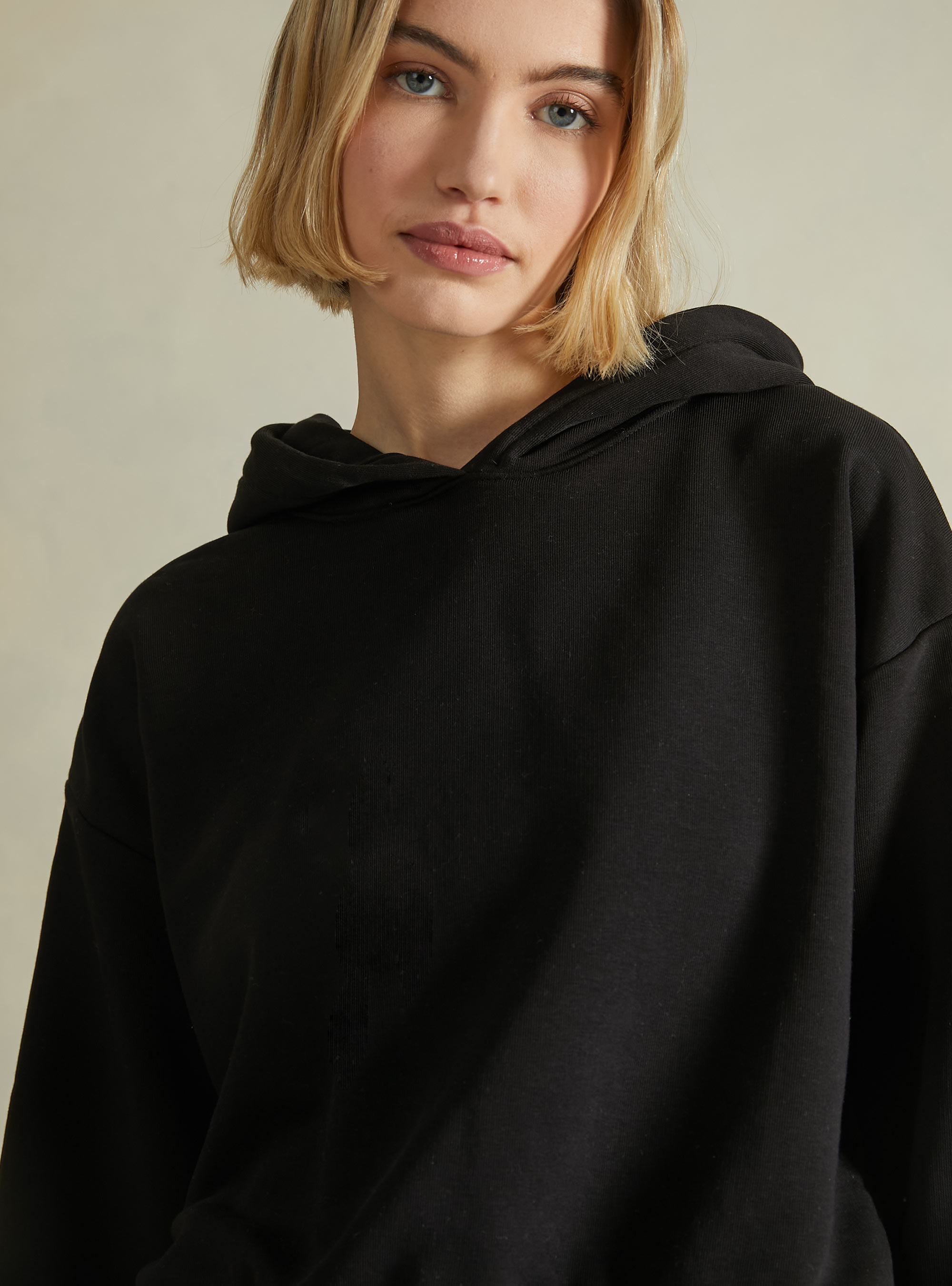 Boxy fit hooded sweatshirt, BK1 BLACK