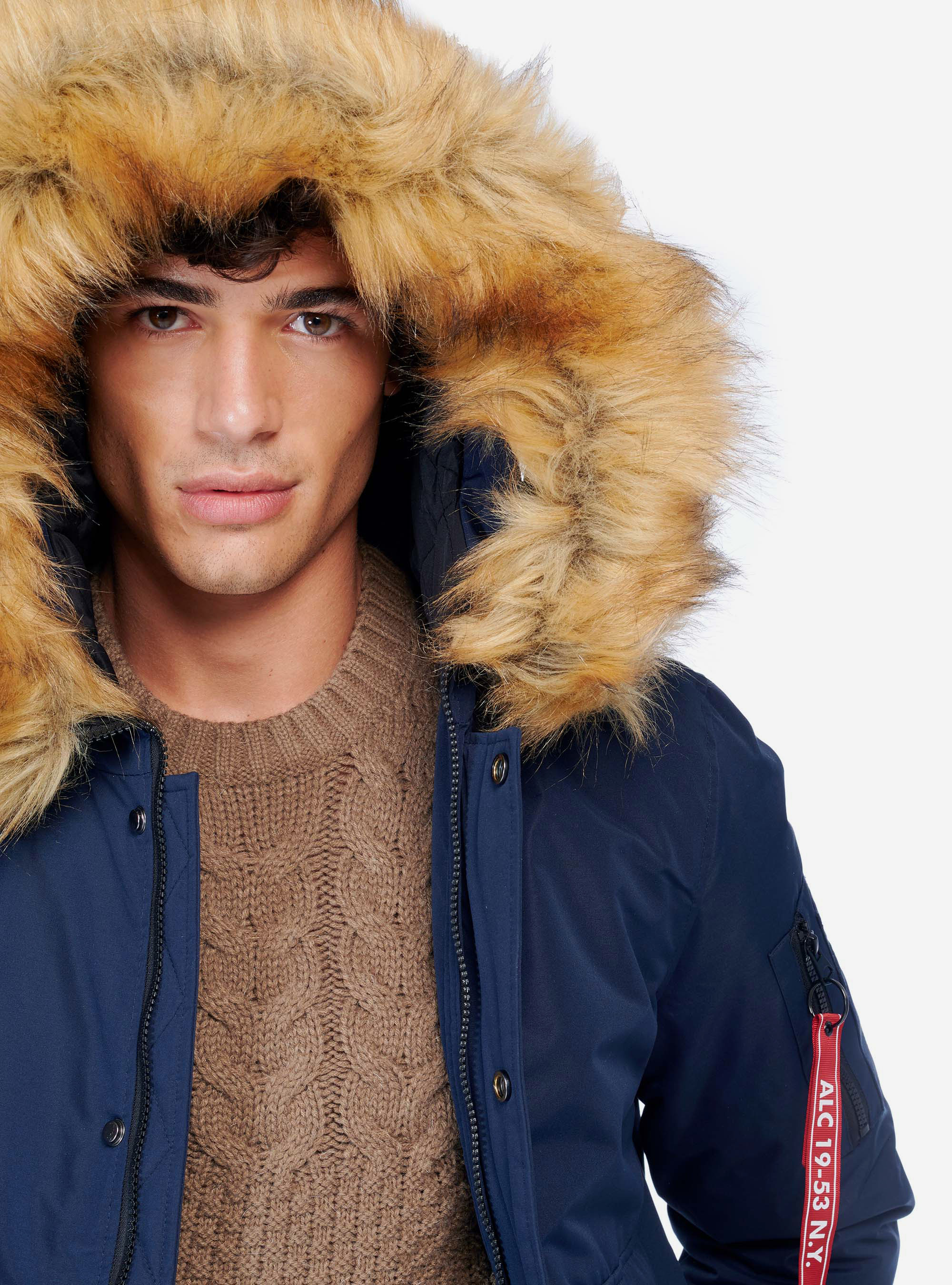 Veste col en fourrure, C204 BLU NAVY