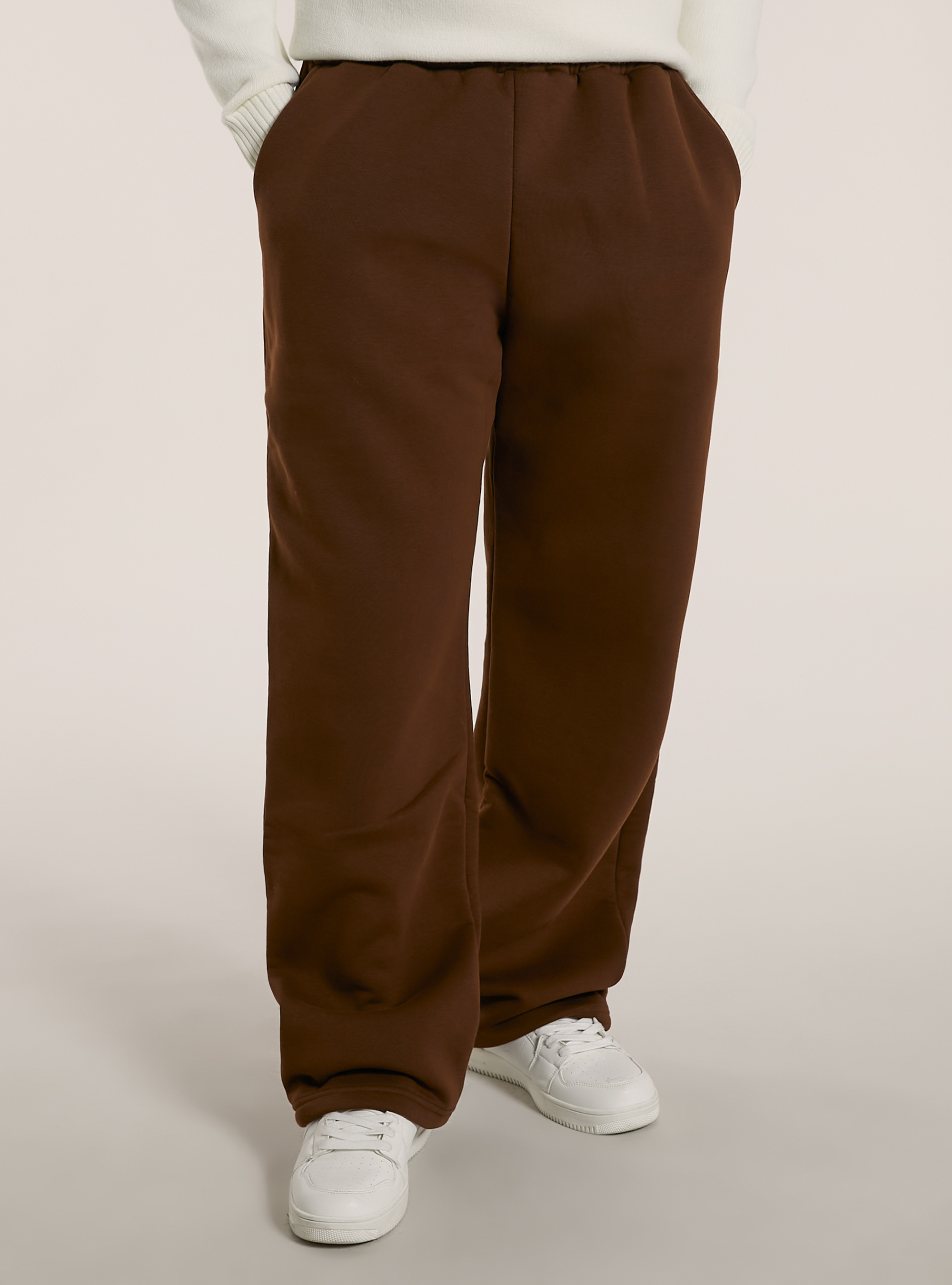 Loose fit fleece trousers, BR2 BROWN MEDIUM