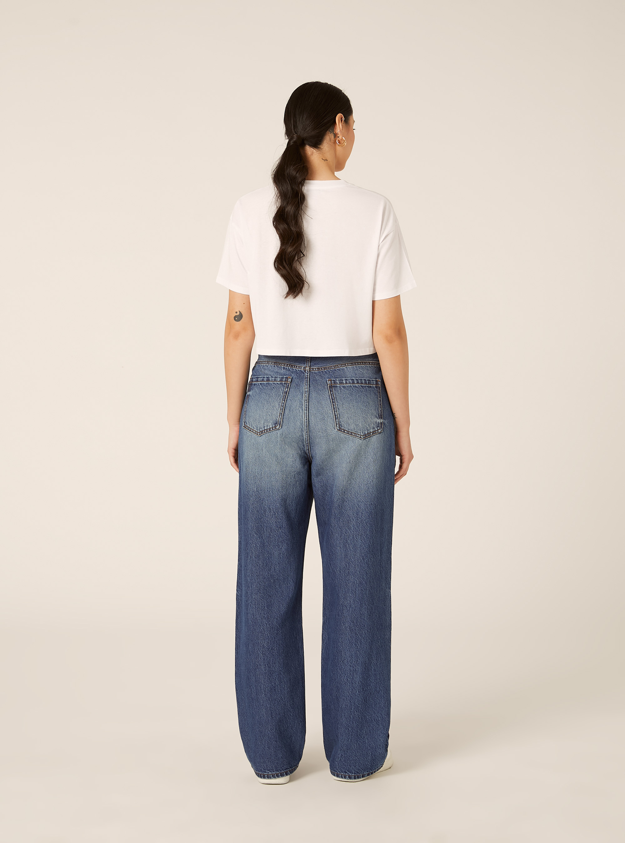 Jeans low wide, D003 MEDIUM BLUE