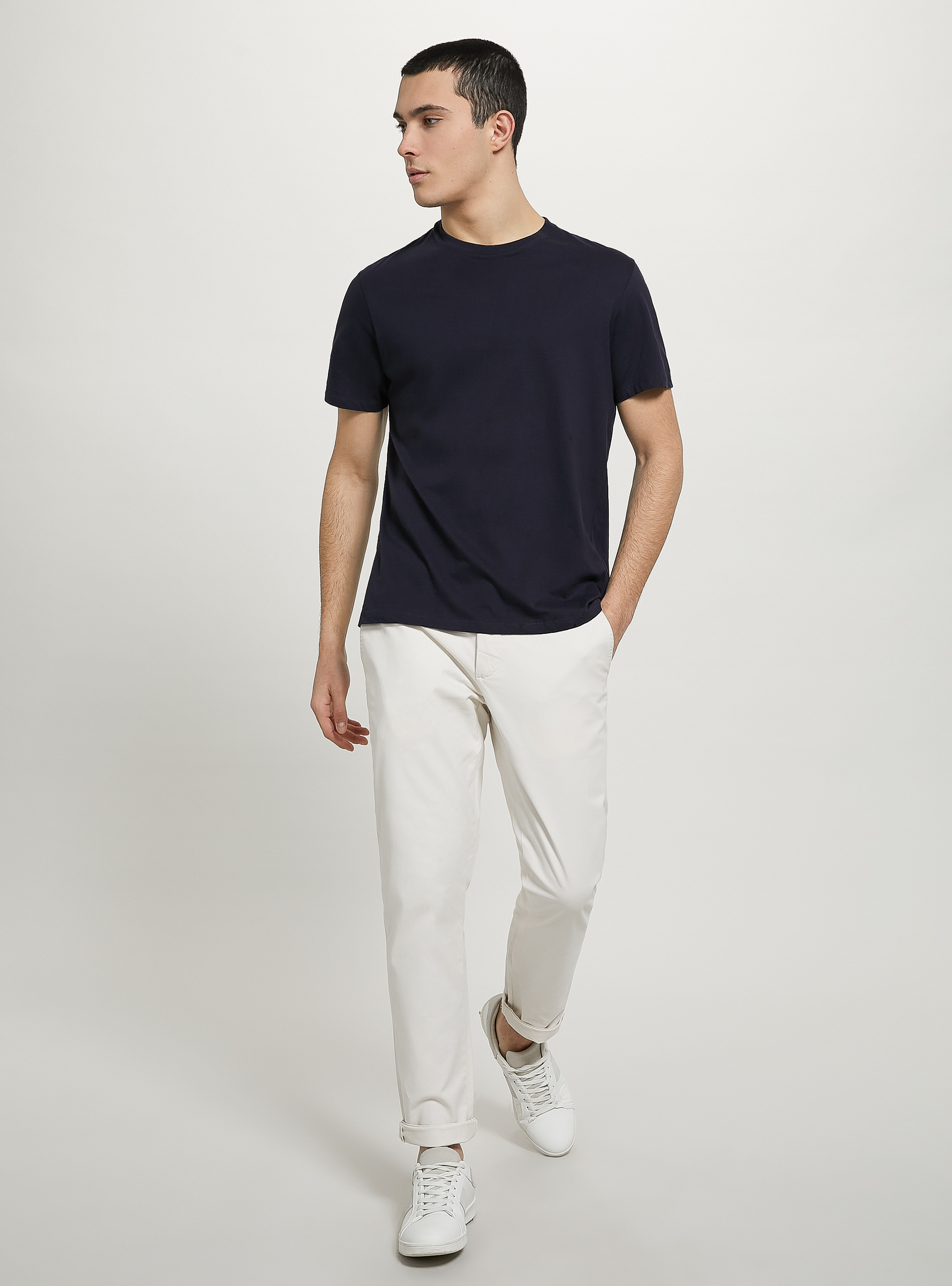 Stretch cotton twill chinos, WH1 OFF WHITE