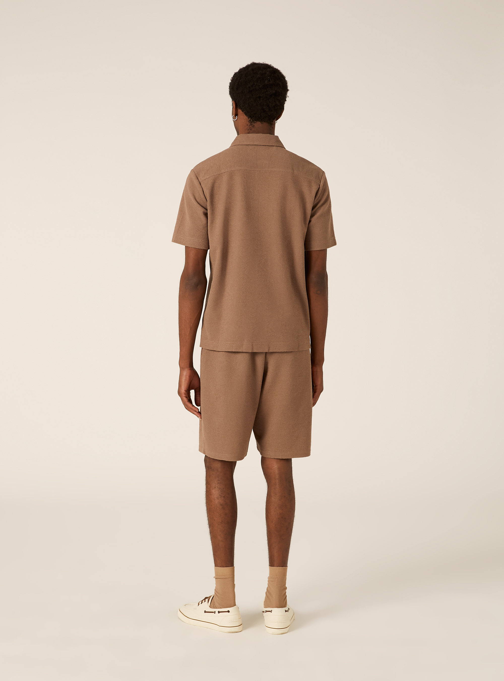 Textured short-sleeved shirt, BR2 BROWN MEDIUM