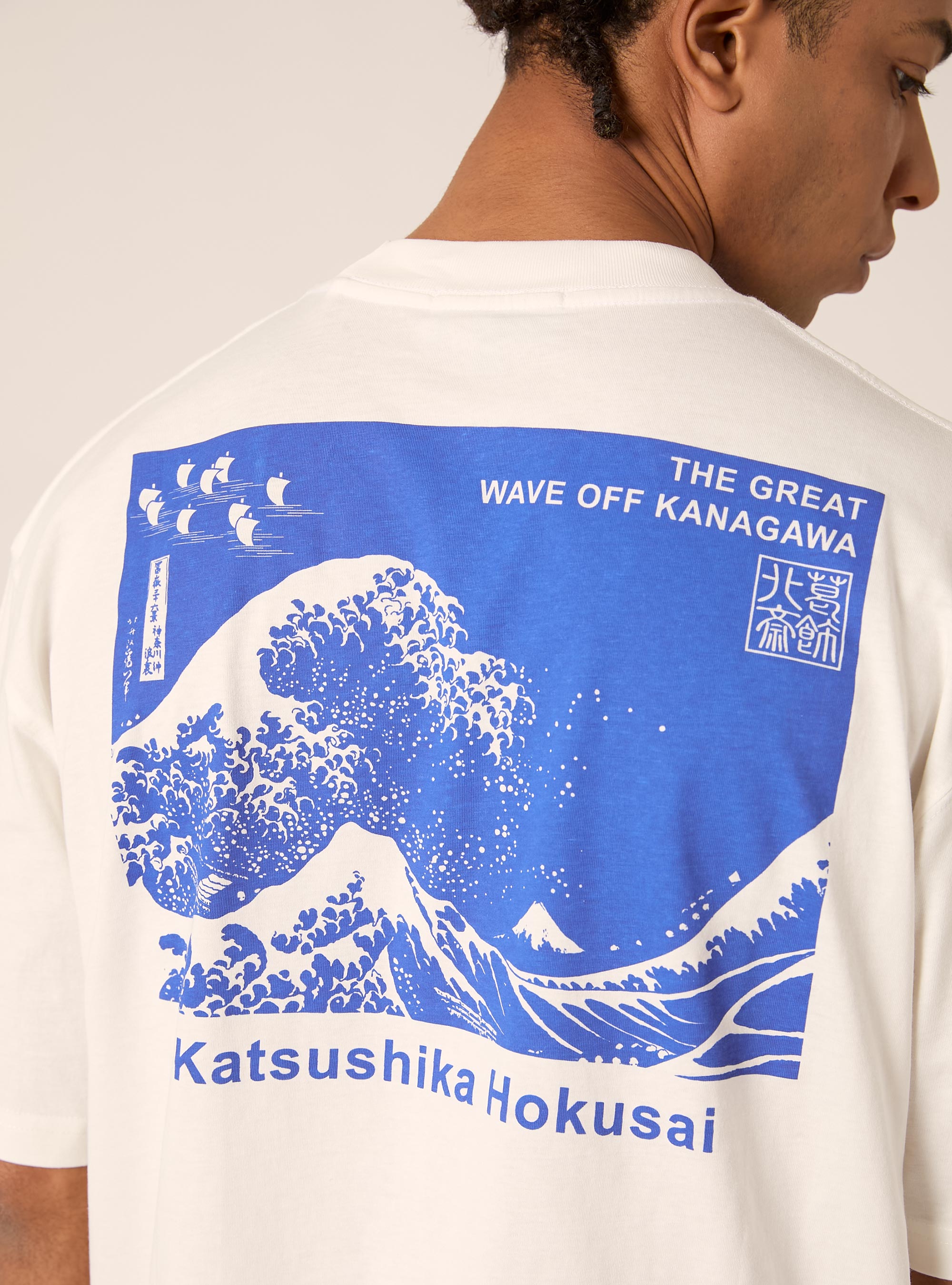 Katsushika Hokusai boxy fit T-shirt / Alcott, WH2 WHITE