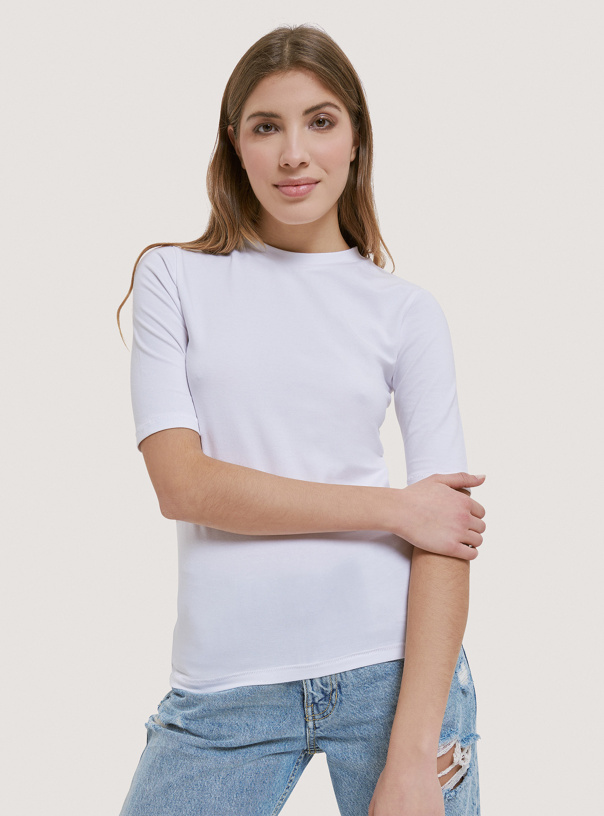 T-shirt de base &agrave; coupe &eacute;troite, C099 WHITE