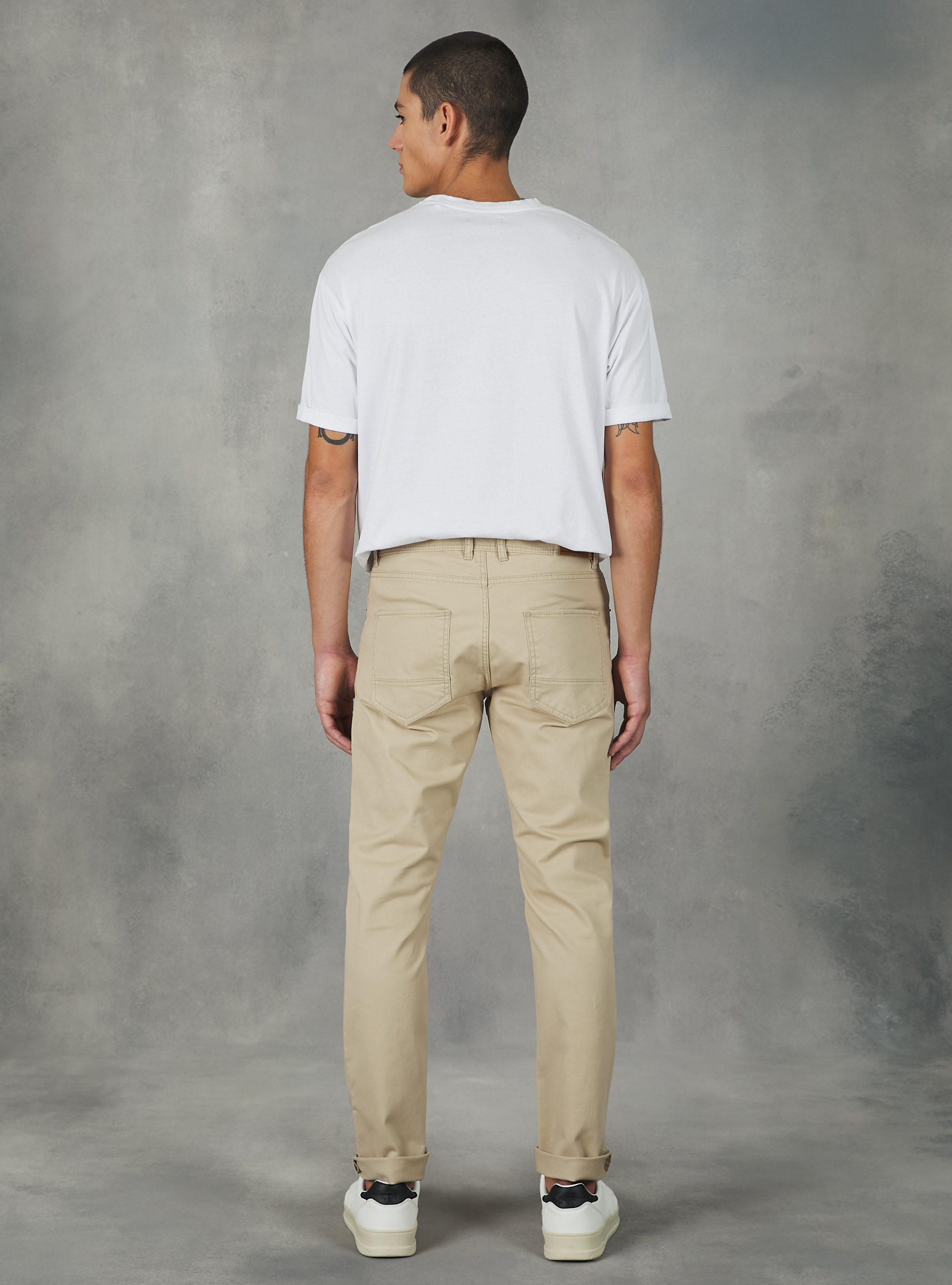 Skinny fit cotton trousers, BG2 BEIGE MEDIUM