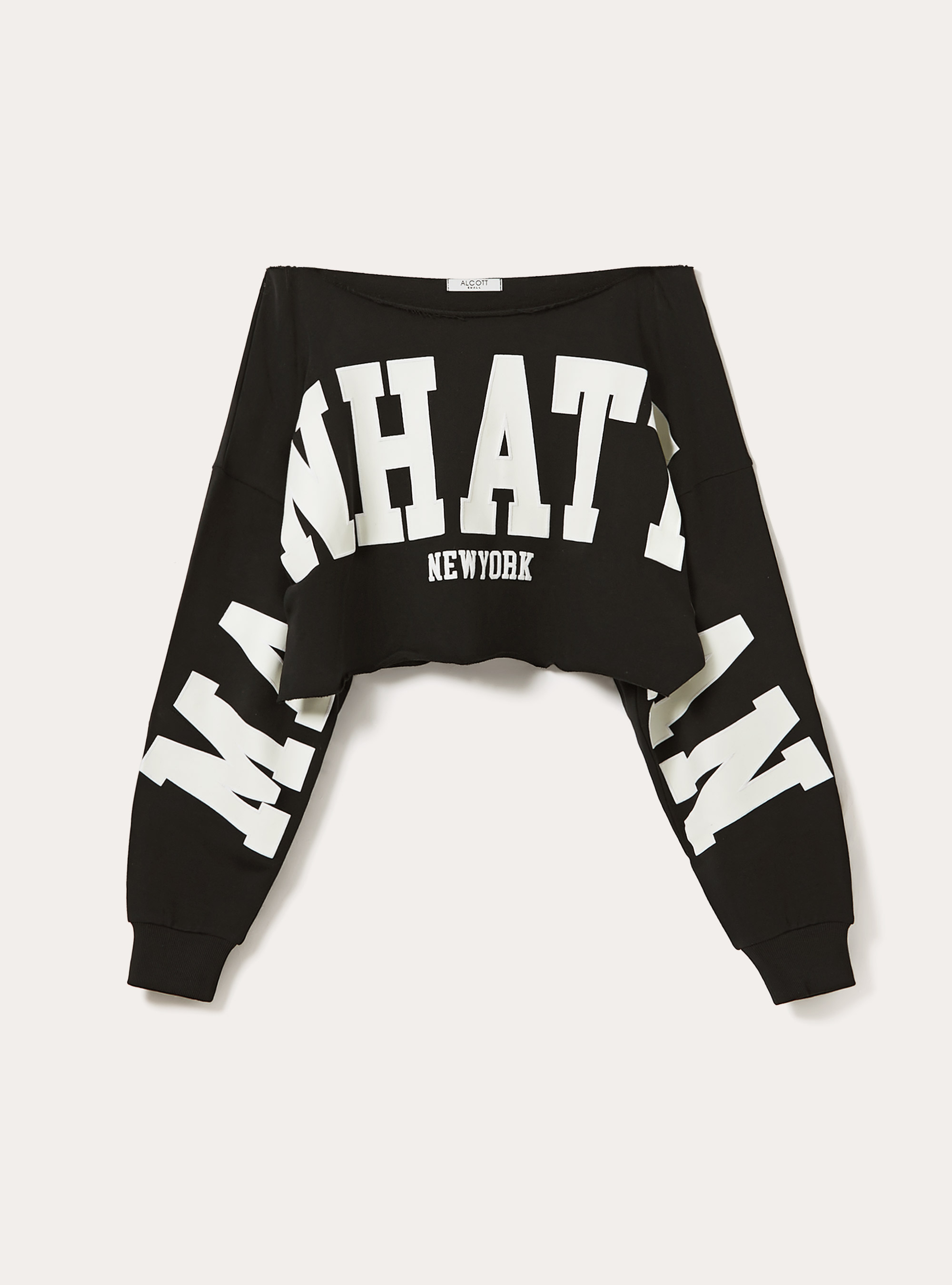 Sweatshirt court aux &eacute;paules d&eacute;nud&eacute;es, BK1 BLACK