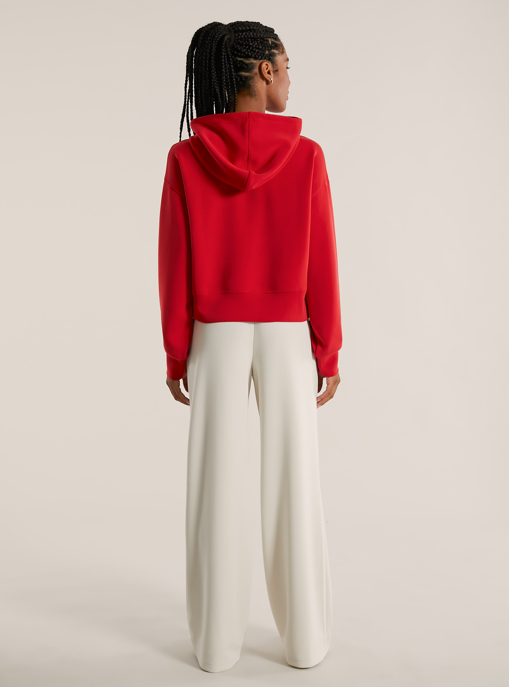 Cropped sweatshirt in soft scuba, RD2 RED MEDIUM