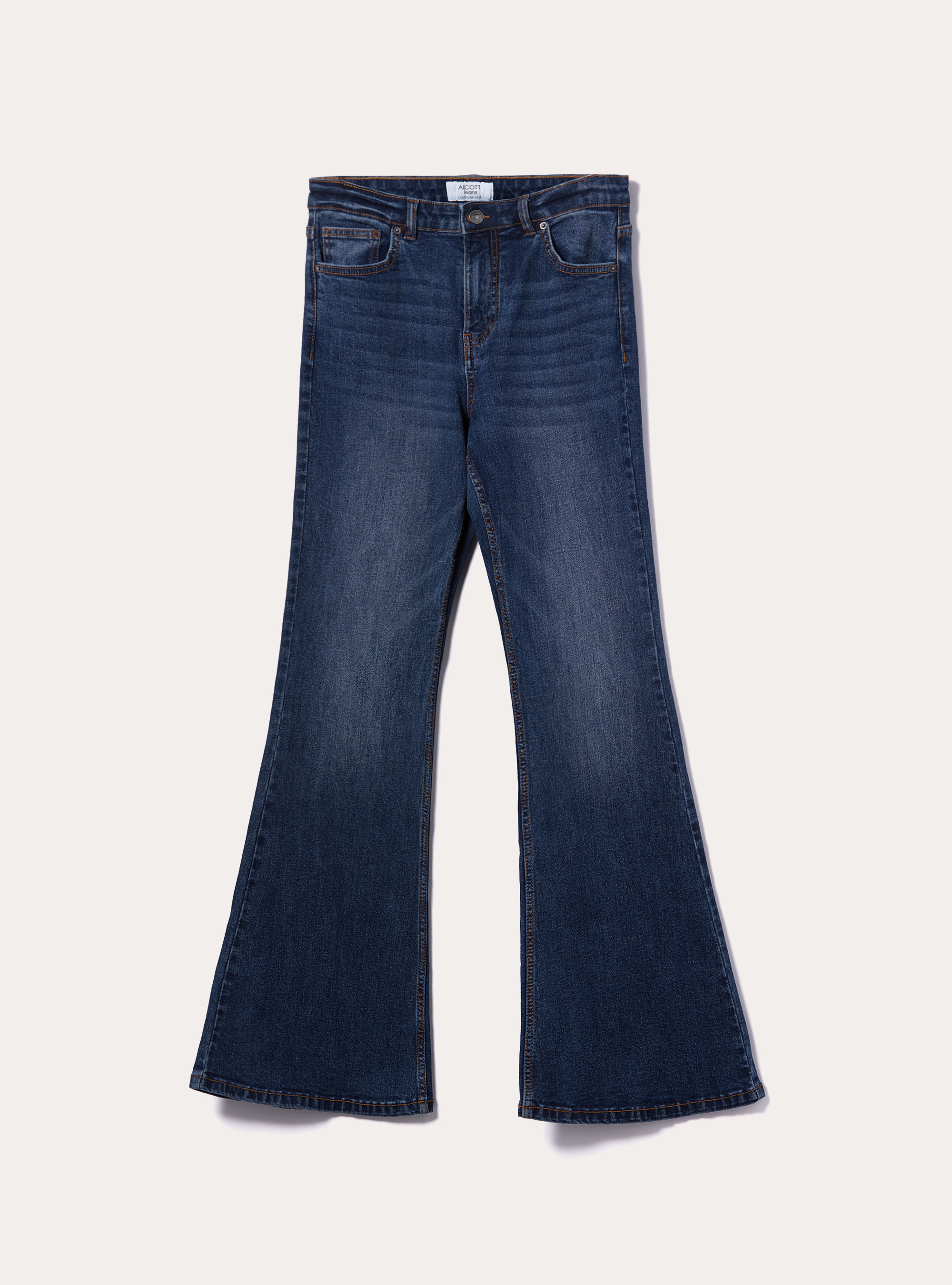 High-waist flare jeans, D001 DEEP BLUE