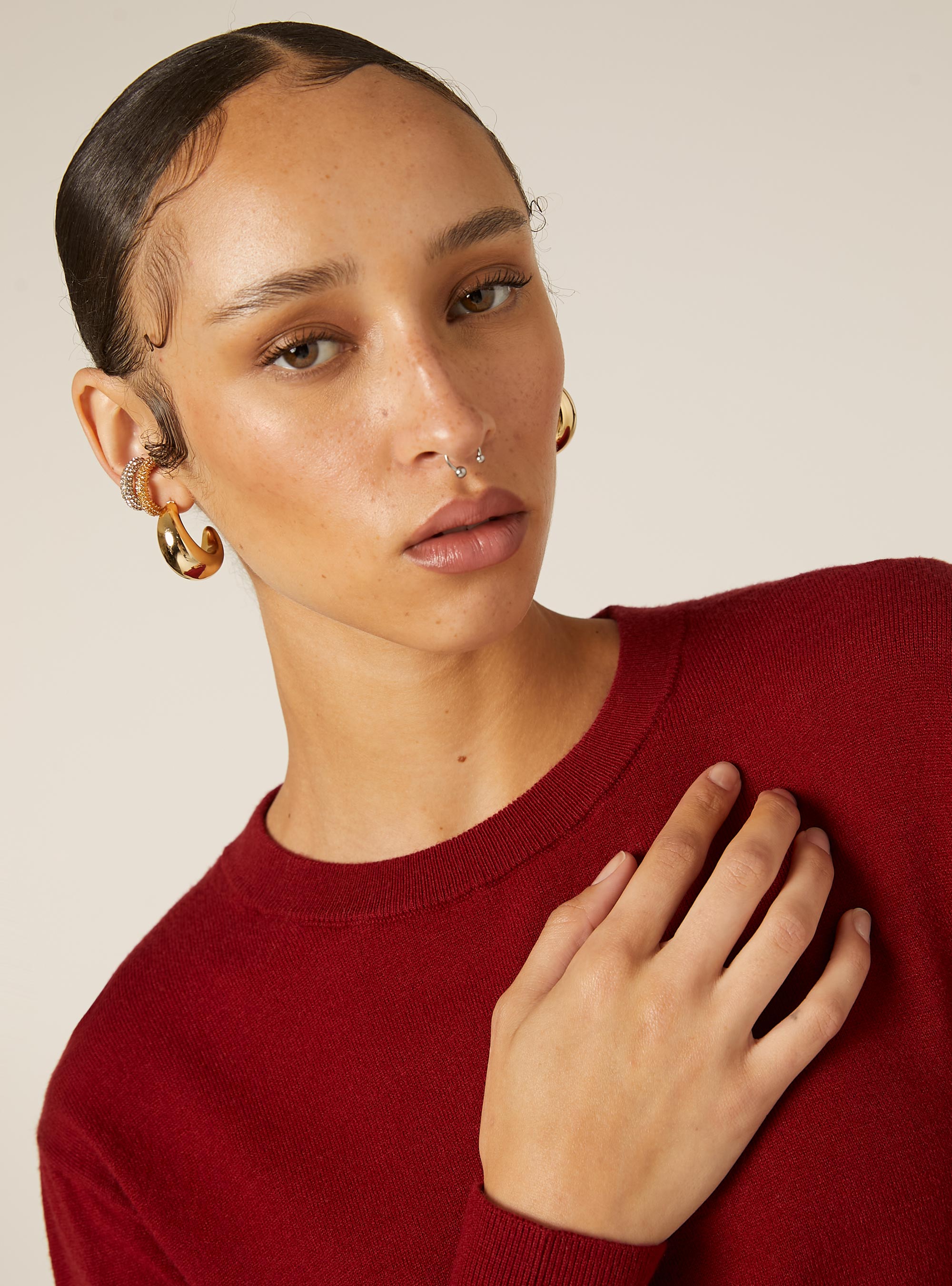 Boxy fit crew neck pullover, BO2 BORDEAUX MEDIUM