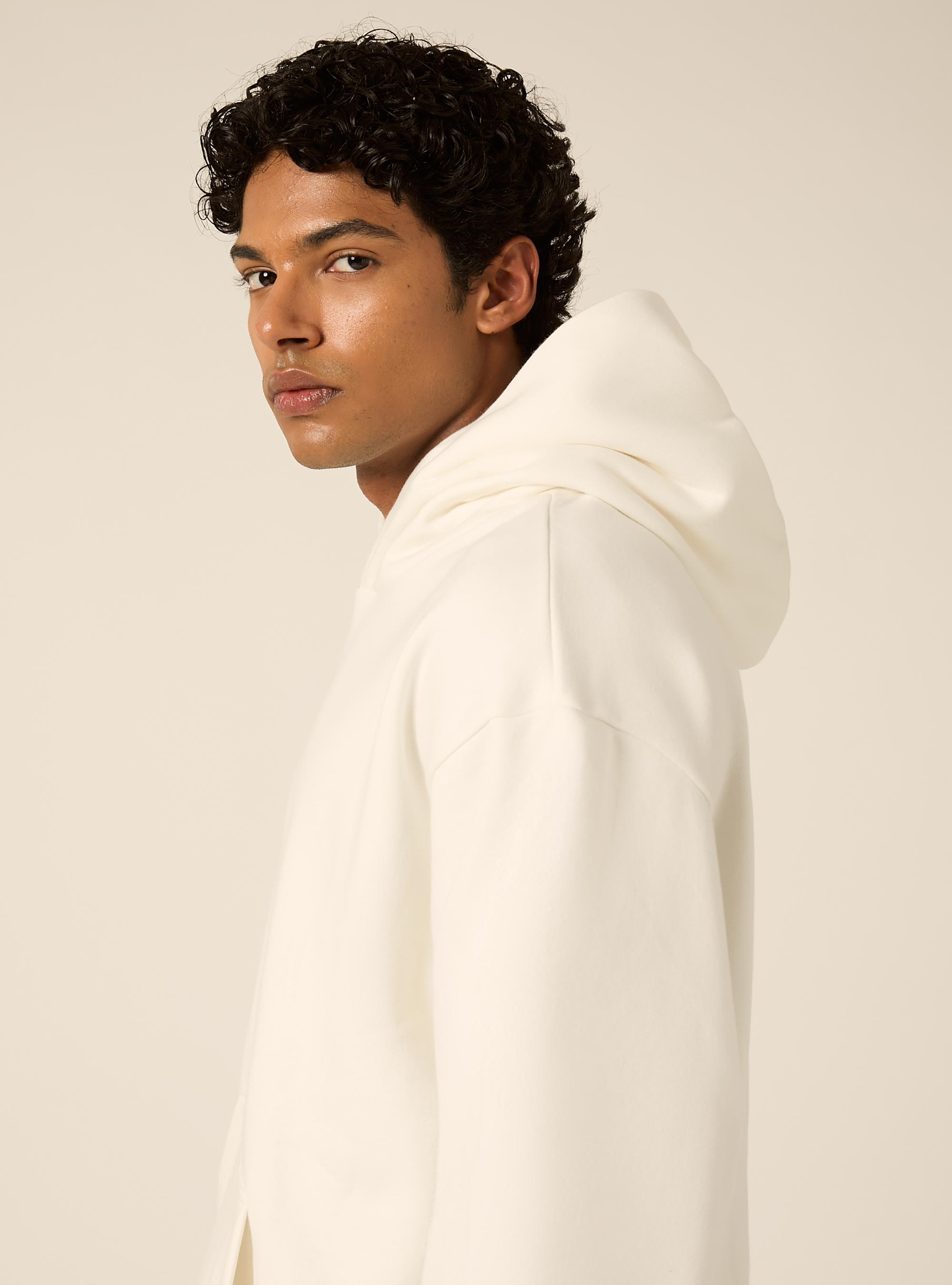 Felpa con cappuccio boxy fit, WH2 WHITE