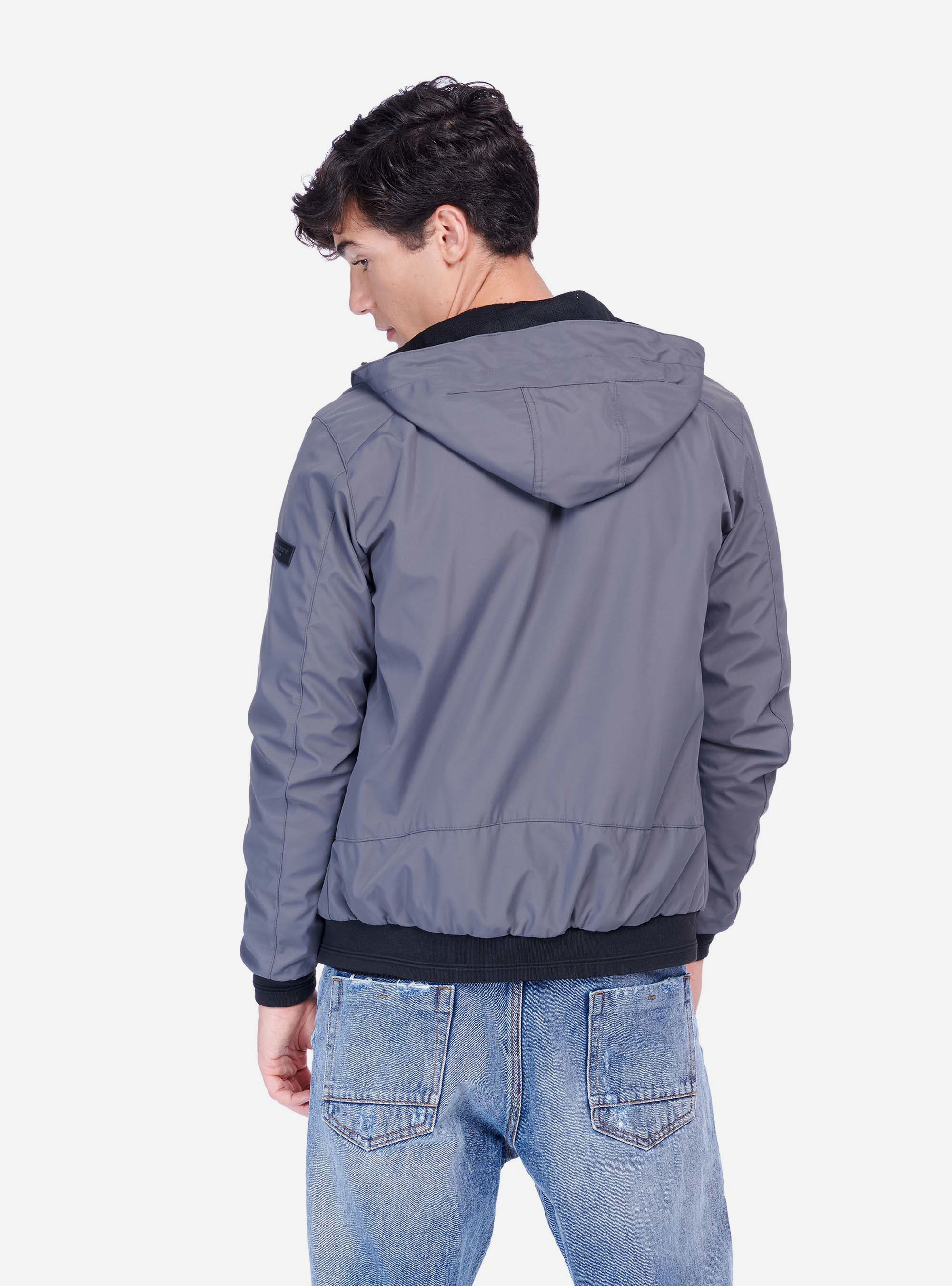 Bomber con cappuccio, GRIGIO