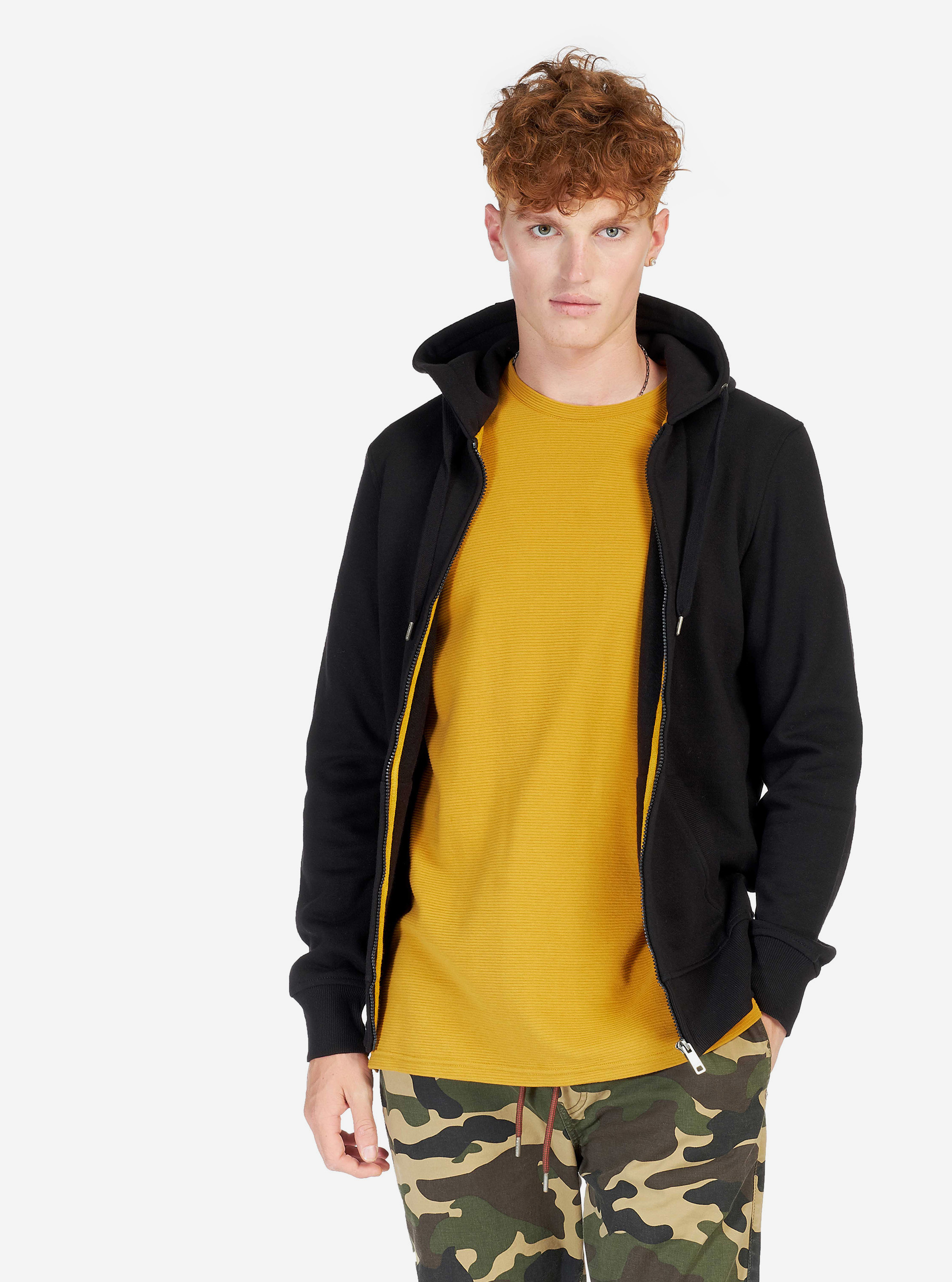 Cardigan basique en sweat, C101 BLACK