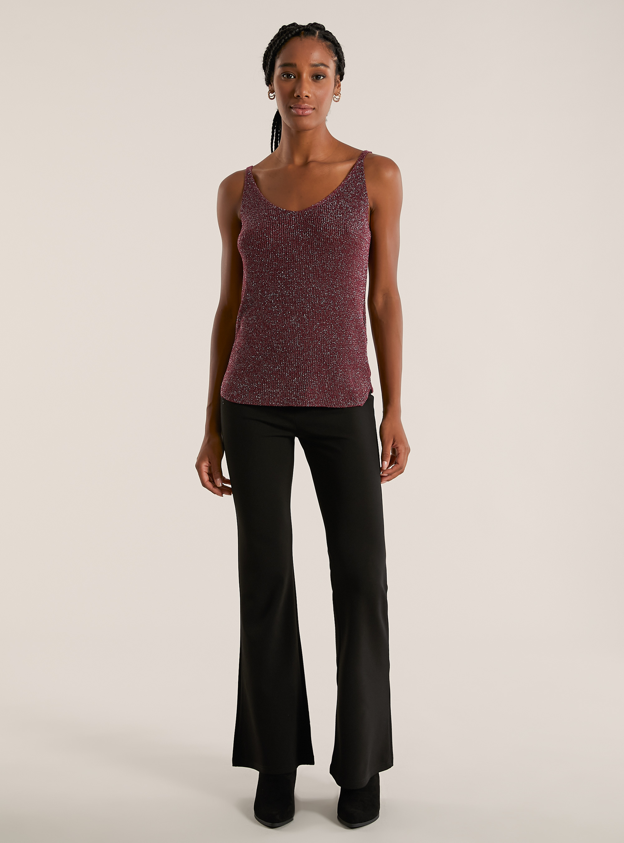 Lurex knit tank top, BO1 BORDEAUX DARK