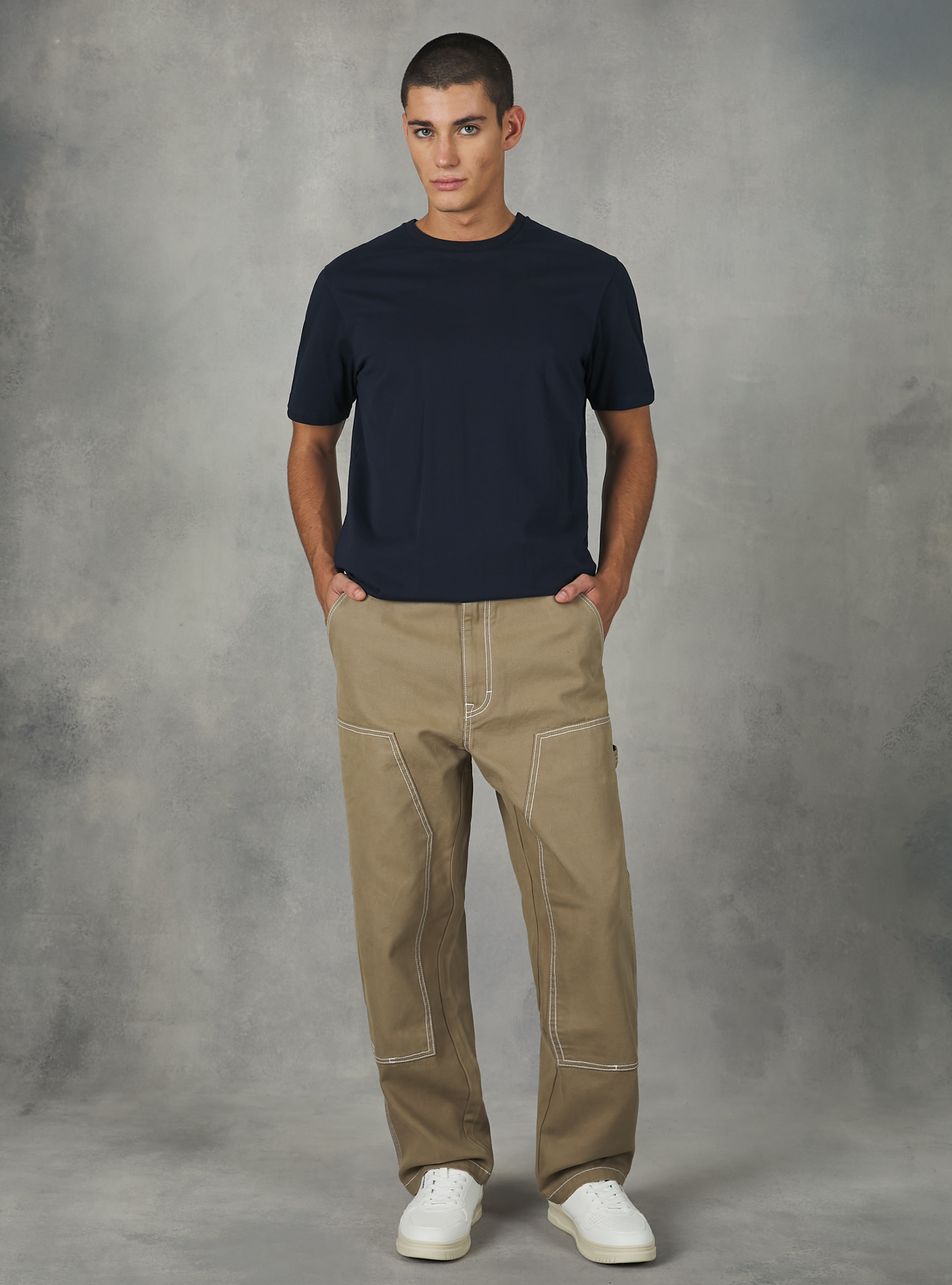 Carpenter canvas trousers, BG1 BEIGE DARK