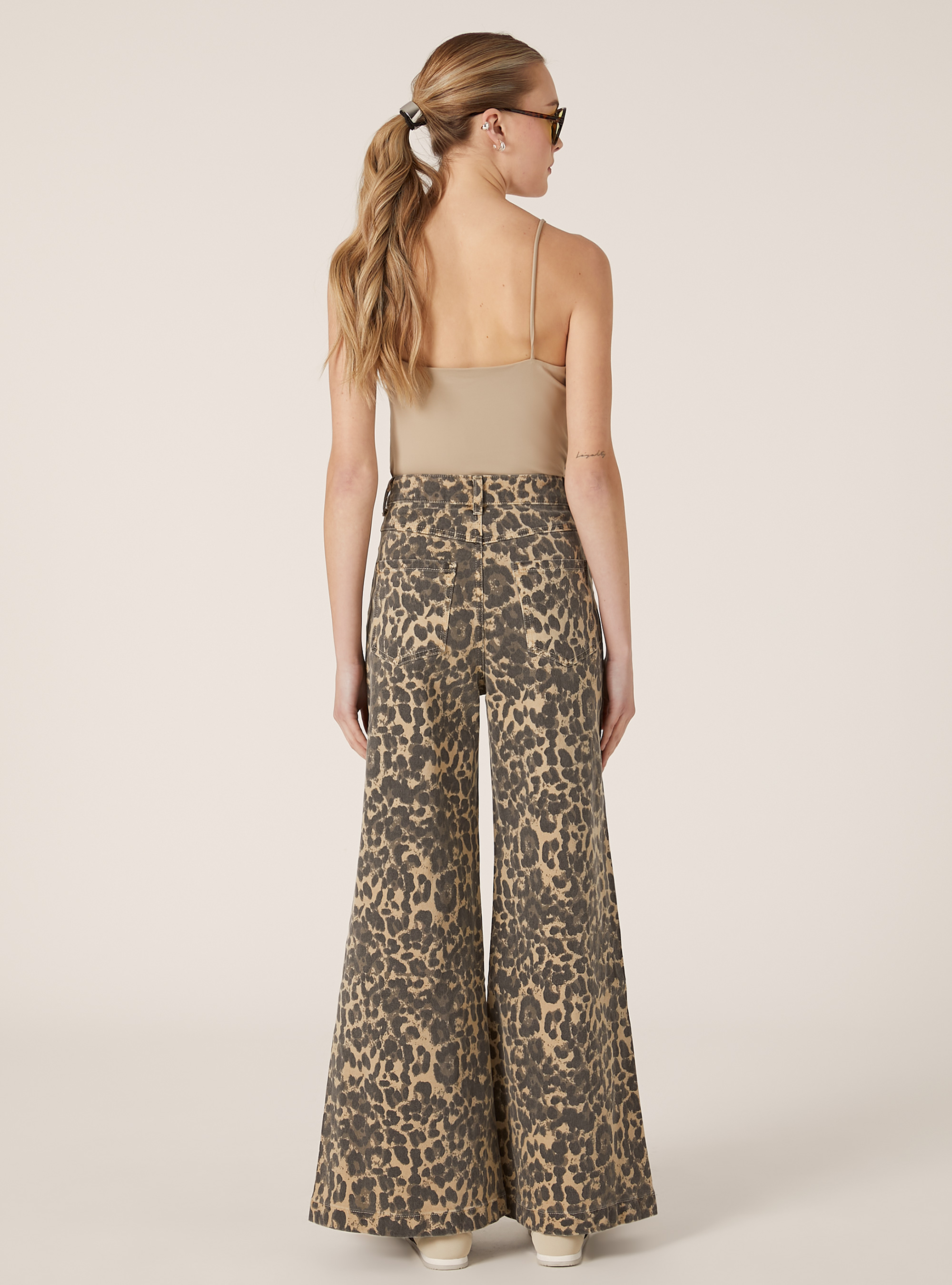 Pantaloni wide leg animalier, ANIMALIER