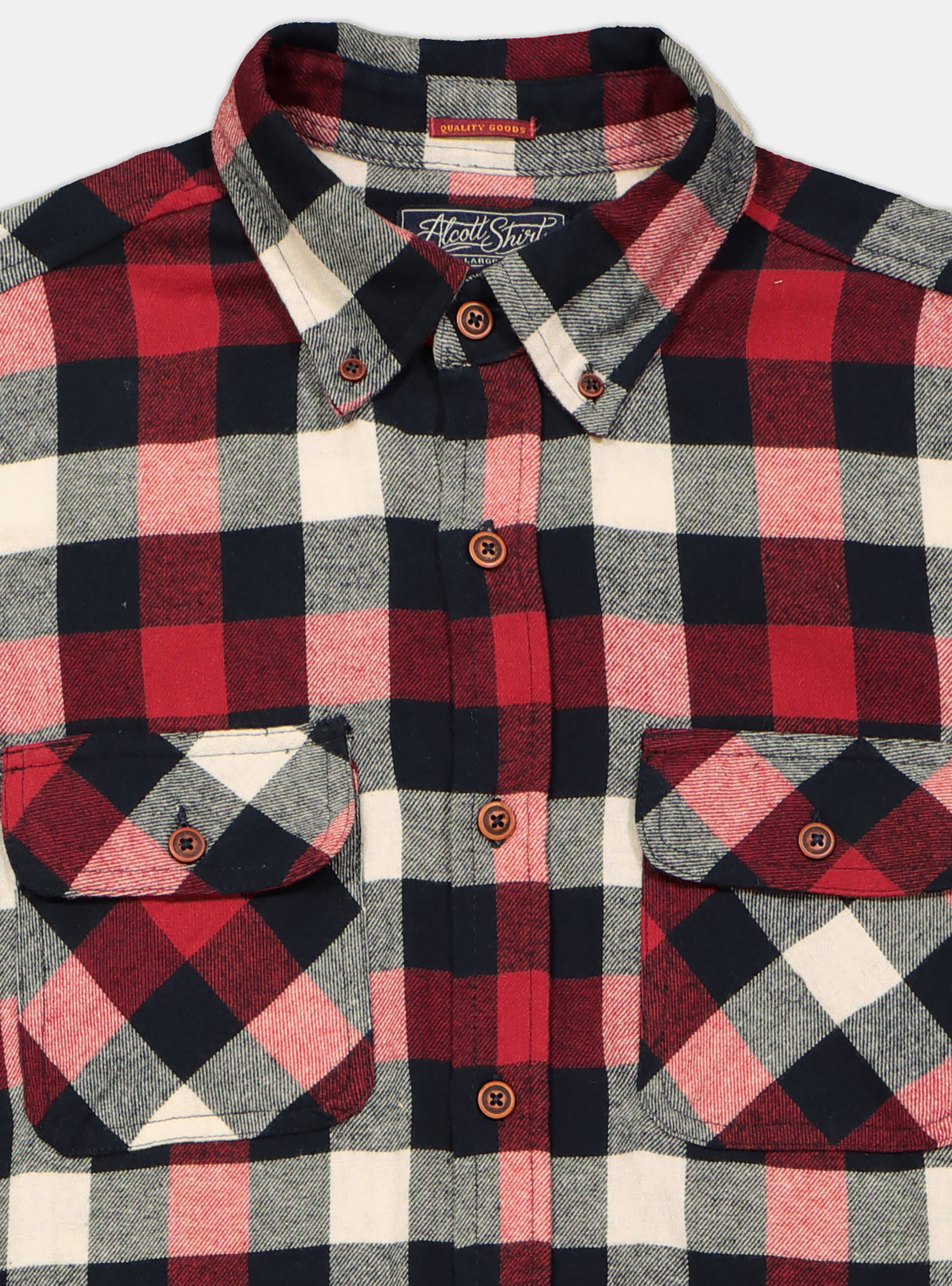 Checked cotton shirt, BLU/RED/WHITE REGULAR