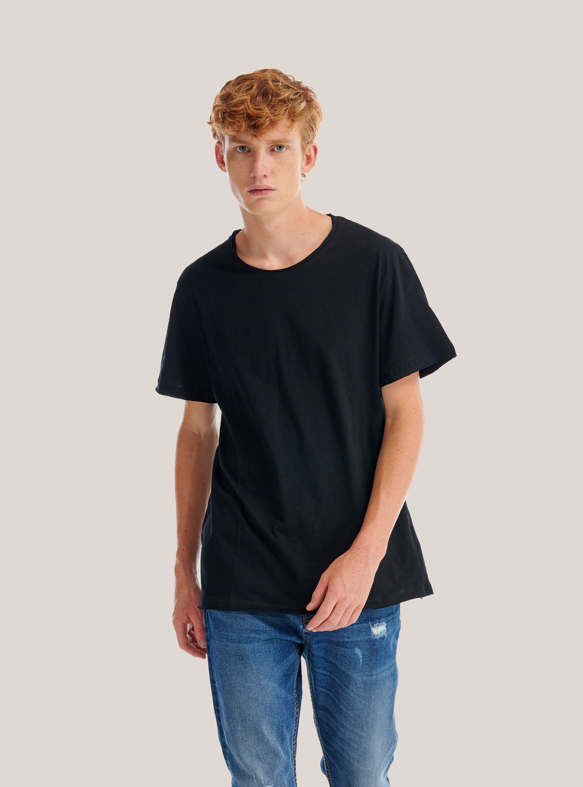 T-Shirt aus combed Baumwolle, C101 BLACK