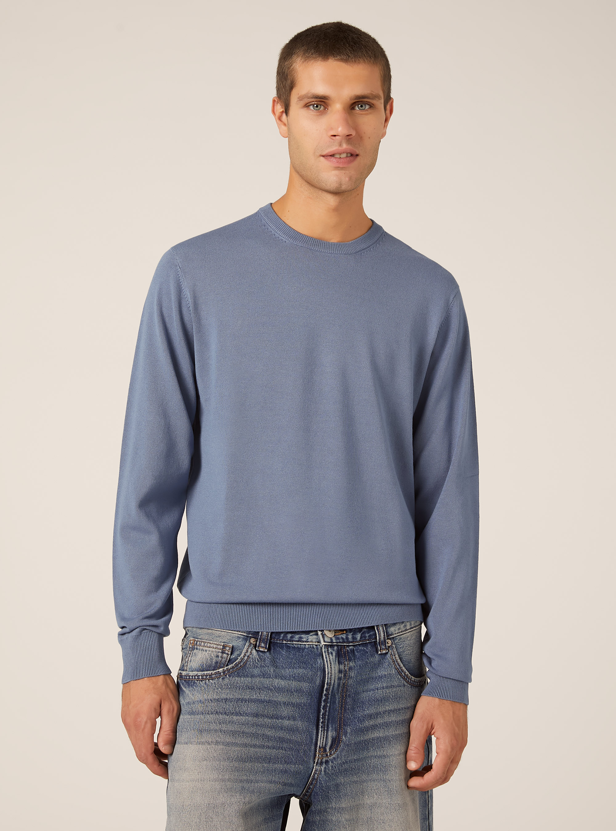 Jersey de cuello redondo de viscosa Ecovero, IN2 INDIGO MEDIUM